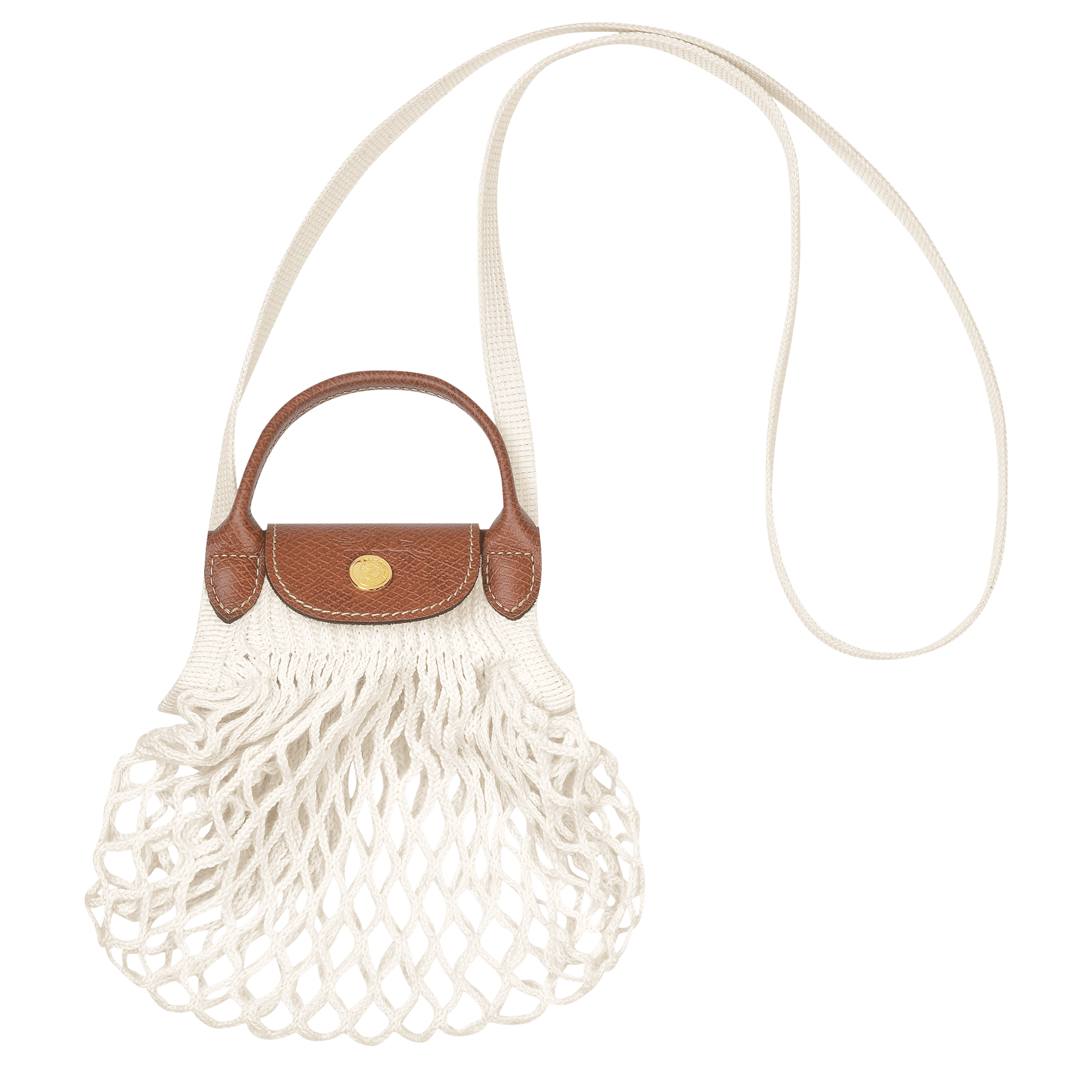 Long Champ Longchamp Le Pliage Filet XS Mesh bag Ecru
