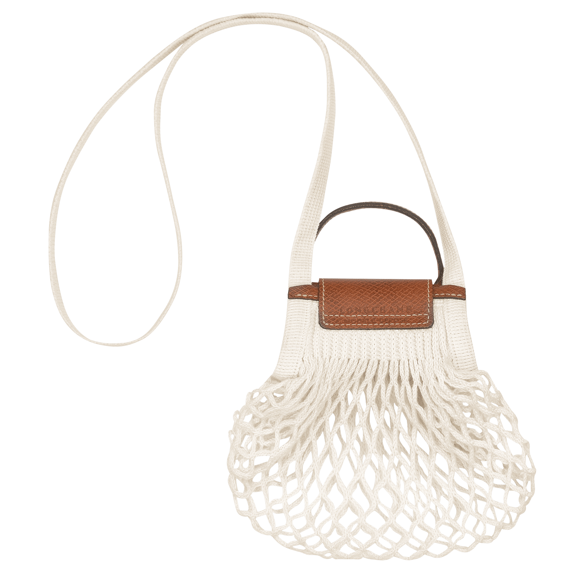 Long Champ Longchamp Le Pliage Filet XS Mesh bag Ecru