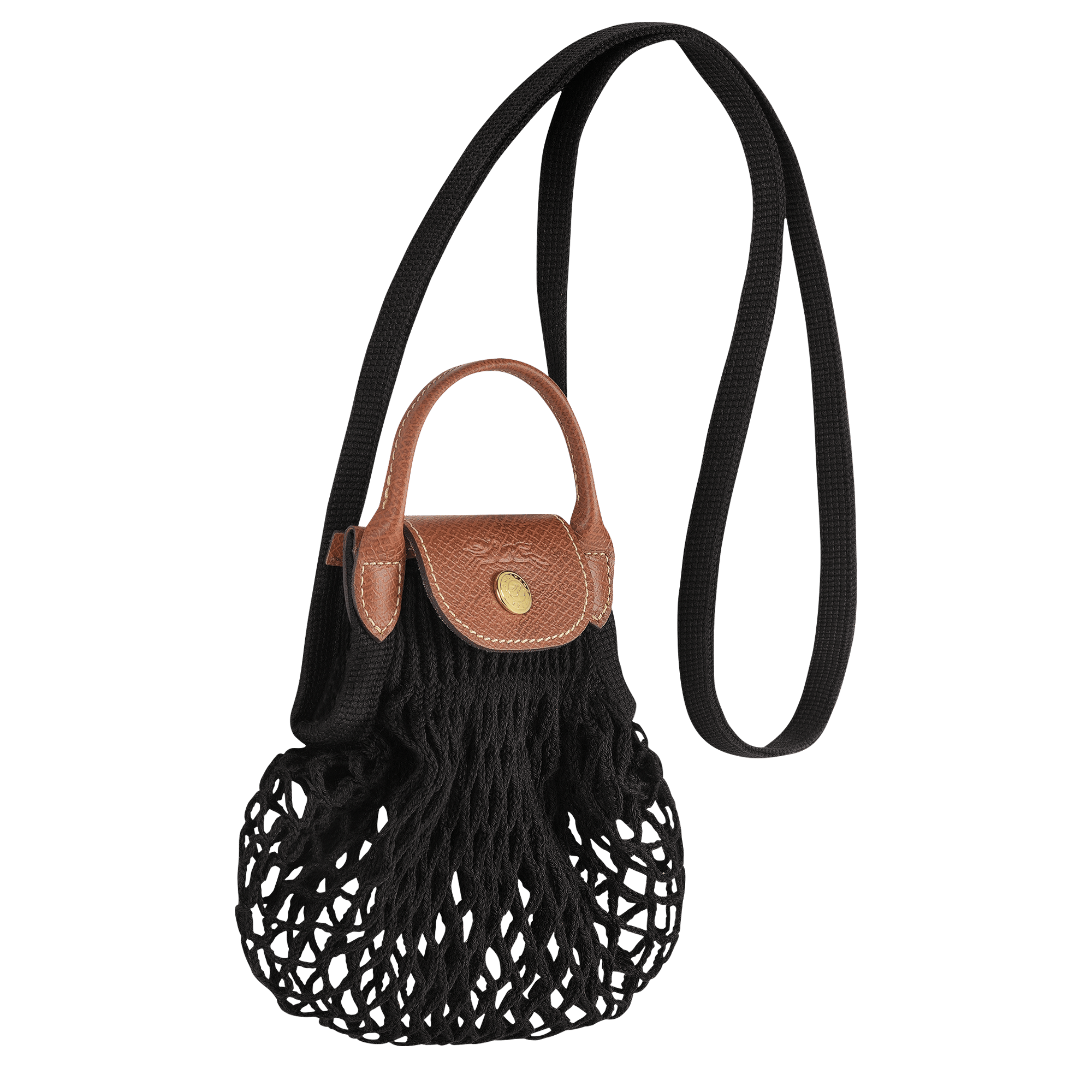 Long Champ Longchamp Le Pliage Filet XS Mesh bag Black