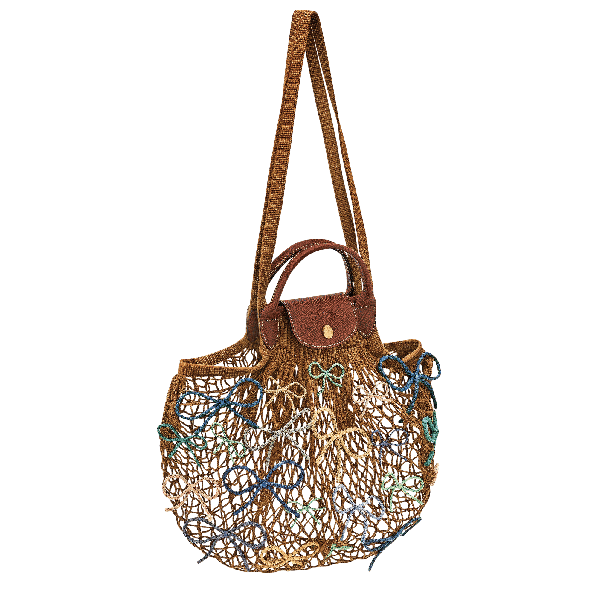 Long Champ Longchamp Le Pliage Collection L Mesh bag Tobacco