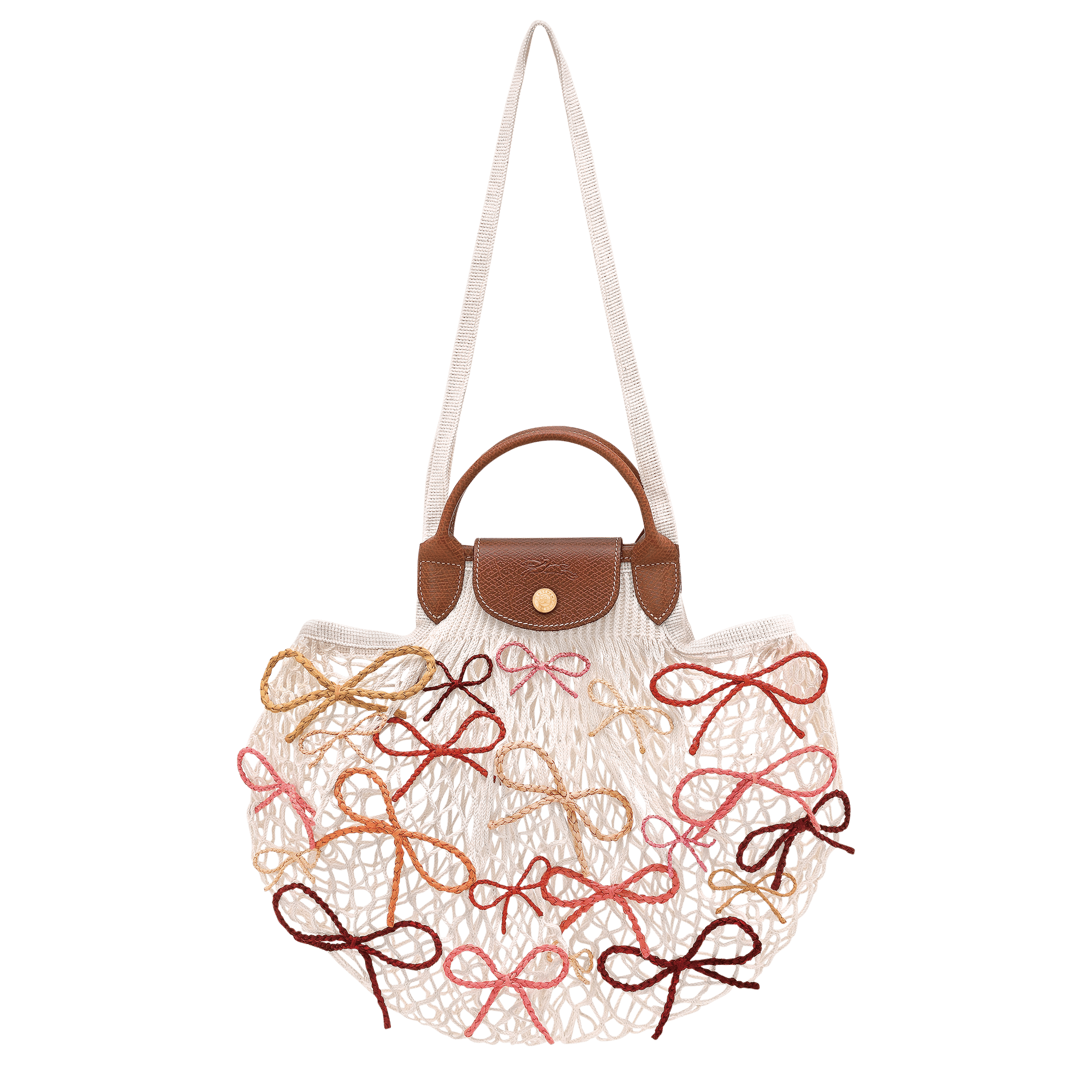 Long Champ Longchamp Le Pliage Collection L Mesh bag Ecru