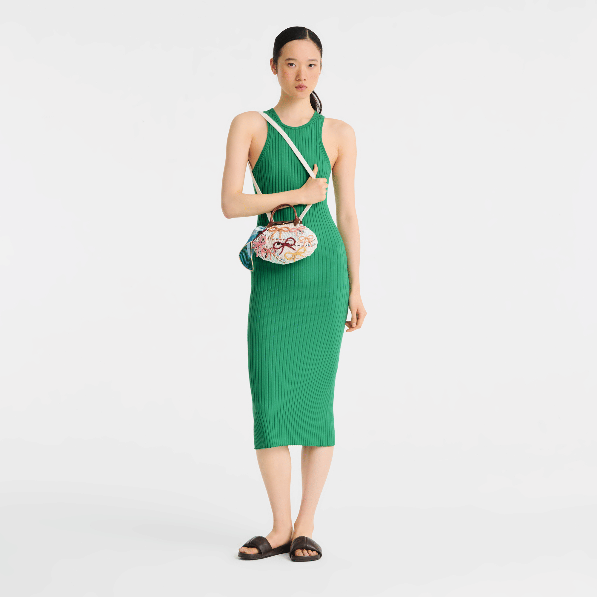 Long Champ Longchamp Le Pliage Collection XS Mesh bag Ecru