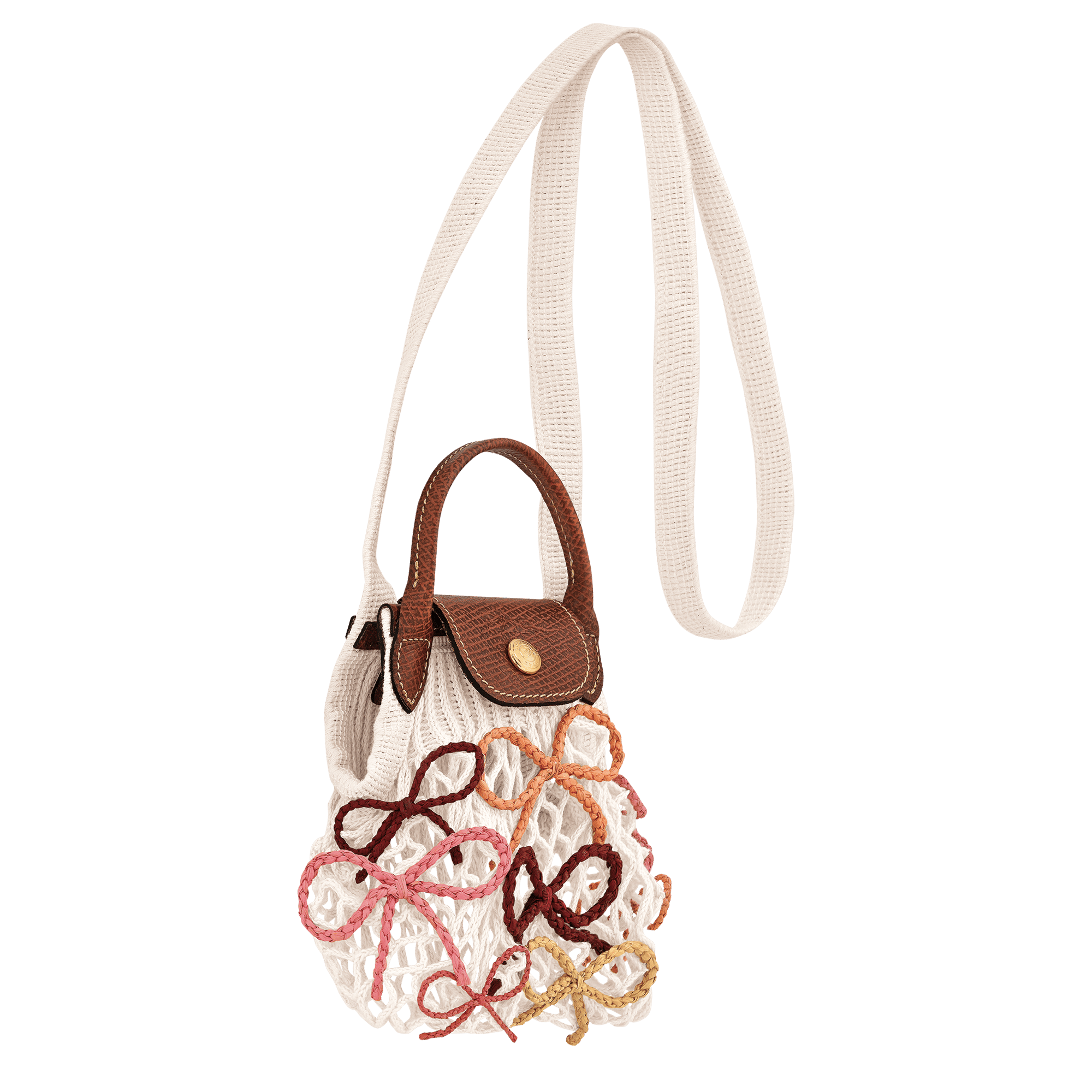 Long Champ Longchamp Le Pliage Collection XS Mesh bag Ecru