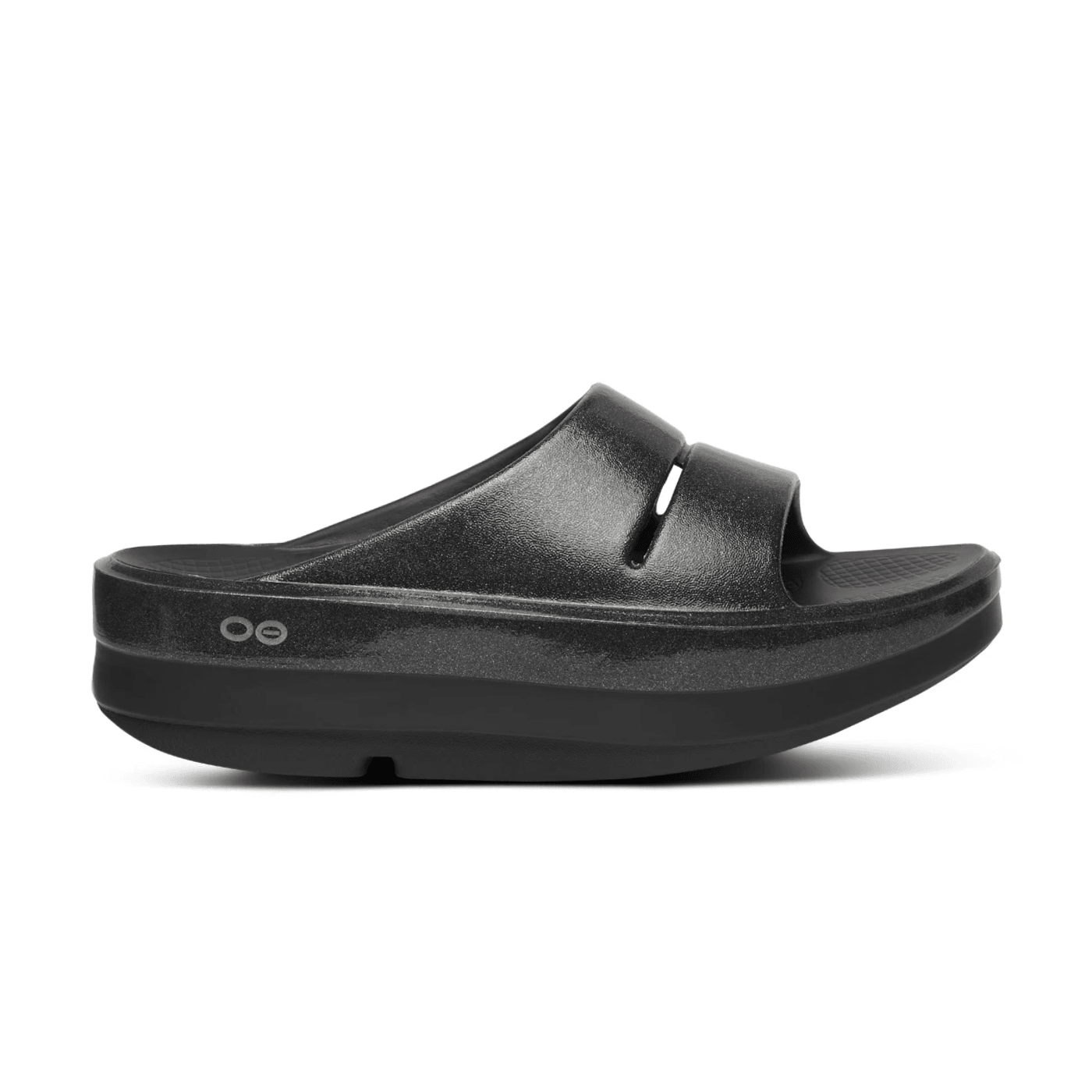 OOFOS OOahh Stacked Platform Slide Black