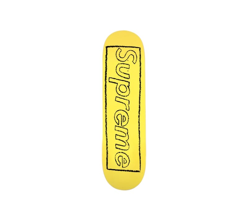 KAWS Supreme KAWS Chalk Logo Skateboard Deck Yellow