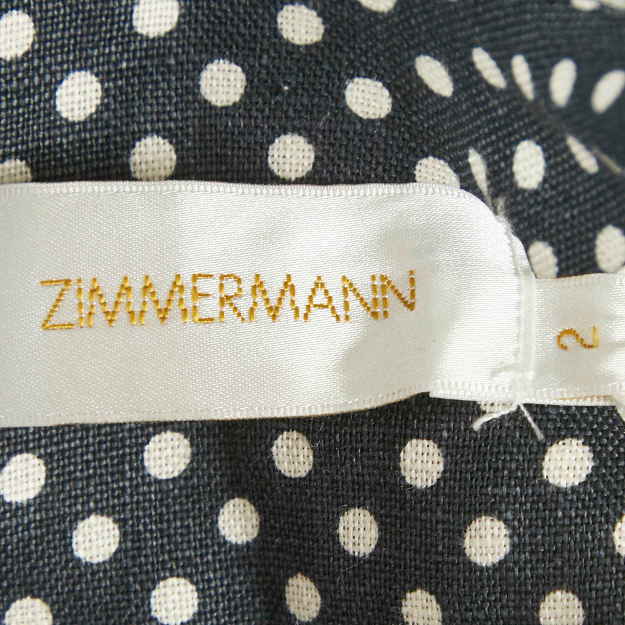 Zimmermann Black Polka Dots Linen Painted Heart Cascade Top