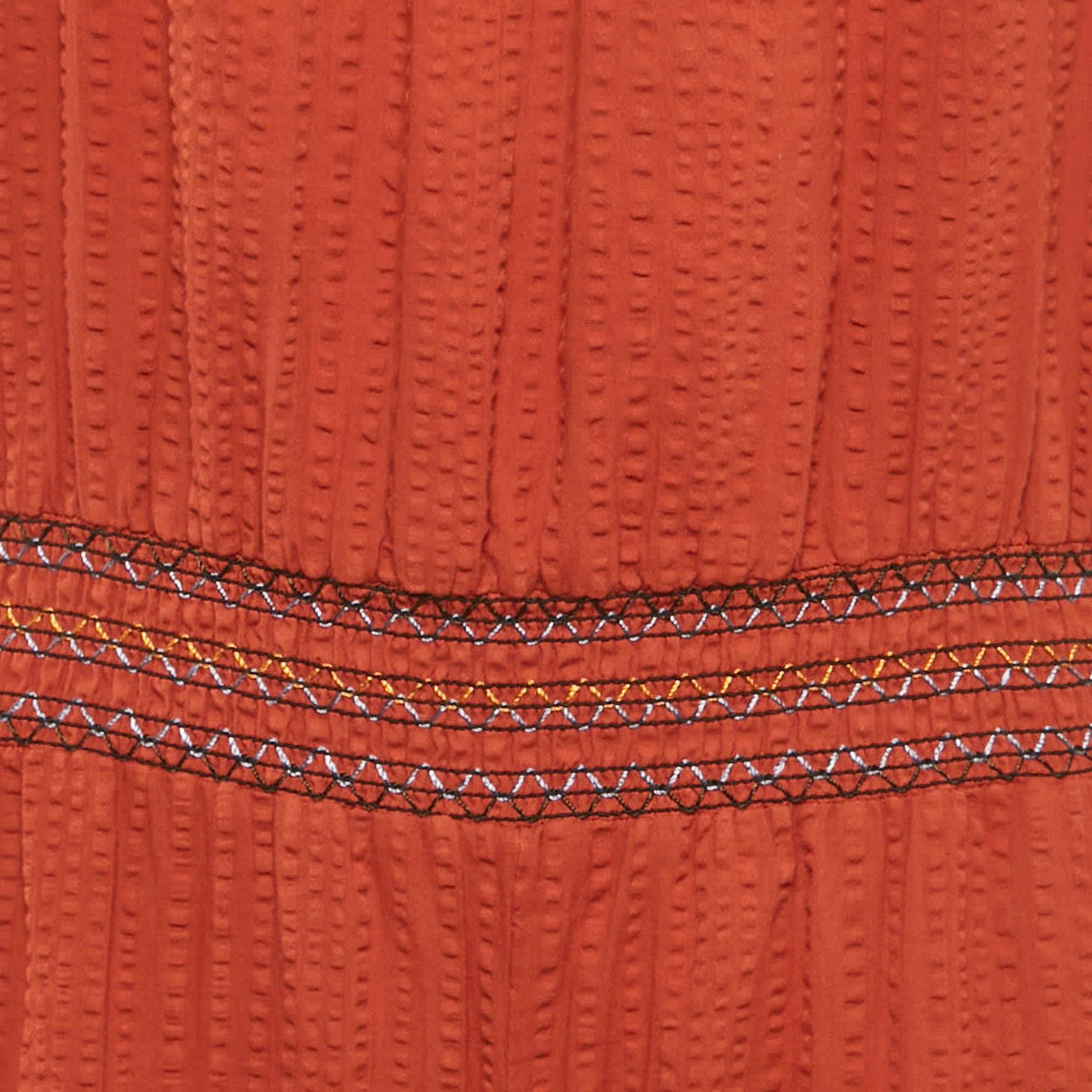 Hugo Boss Boss Orange By Hugo Boss Burnt Orange Seersucker Strapless Jumpsuit