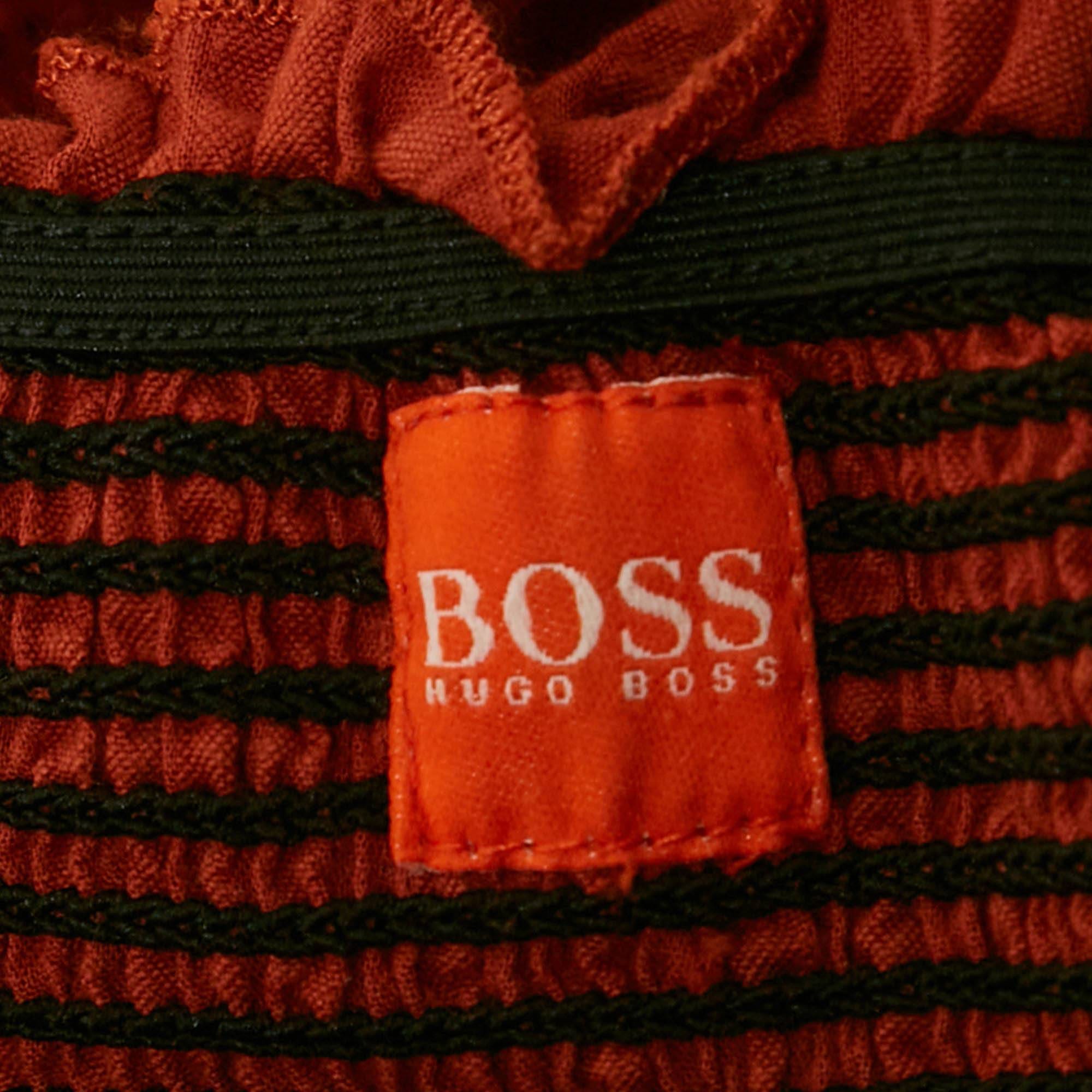 Hugo Boss Boss Orange By Hugo Boss Burnt Orange Seersucker Strapless Jumpsuit