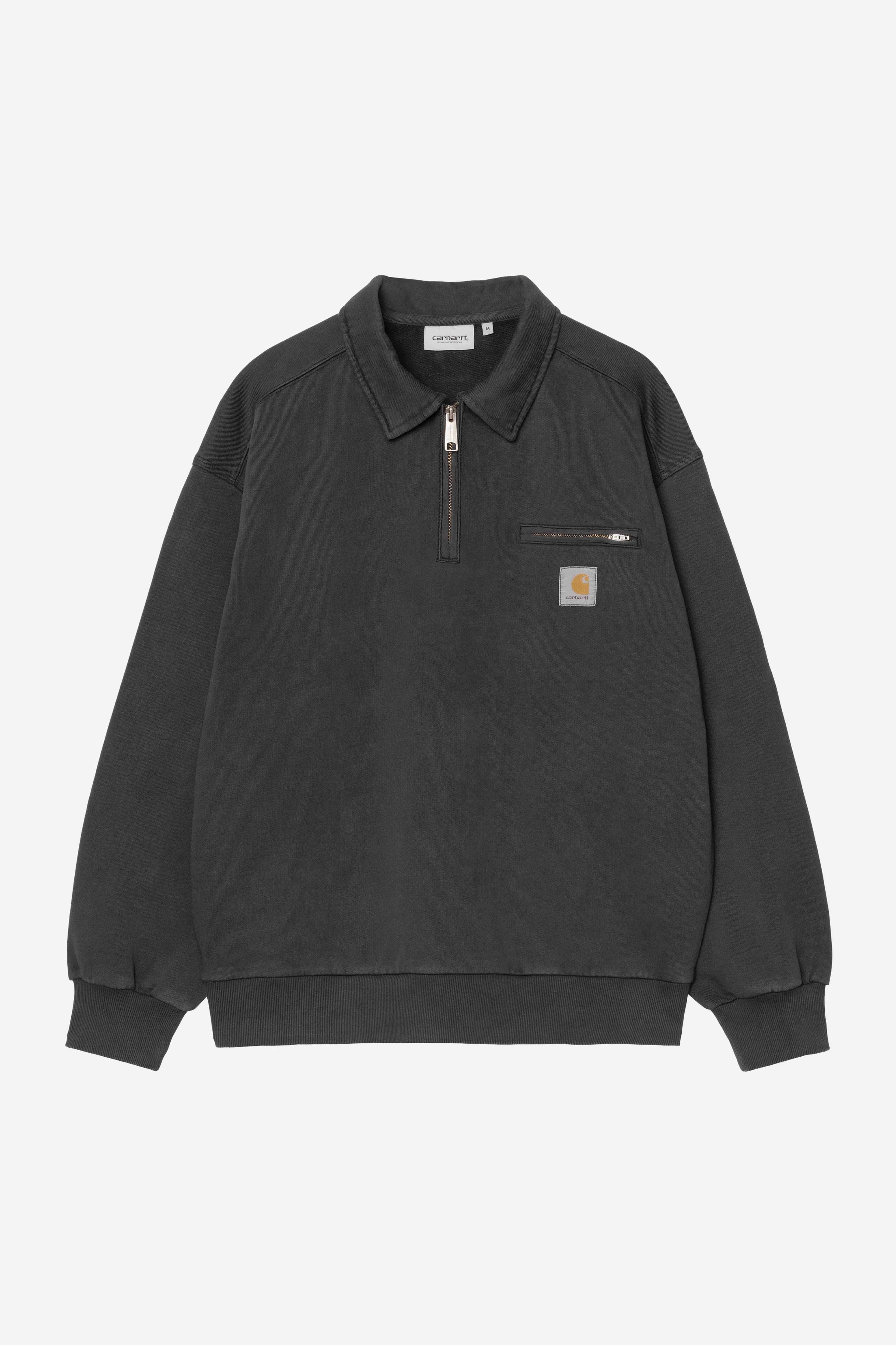 Carhartt WIP Half Zip Detroit Sweat - Black (Stone Washed)