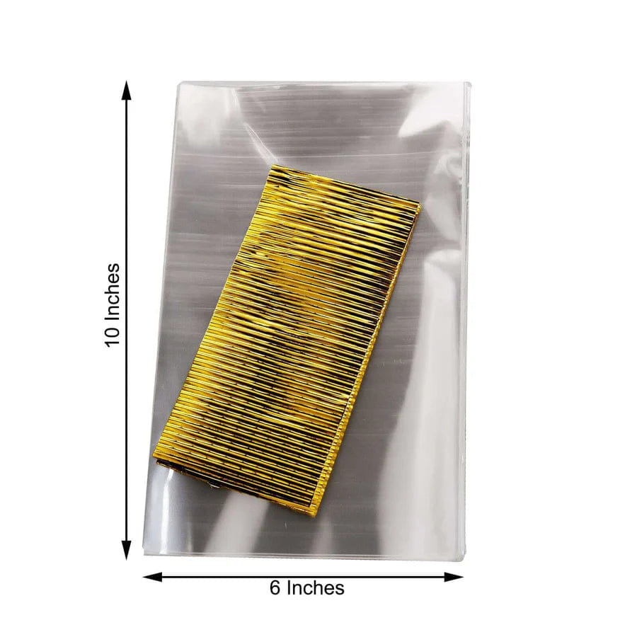 And 100 Pcs 6"x10" Clear Gift Goodie Candy Treat Bags and Gold Twist Ties