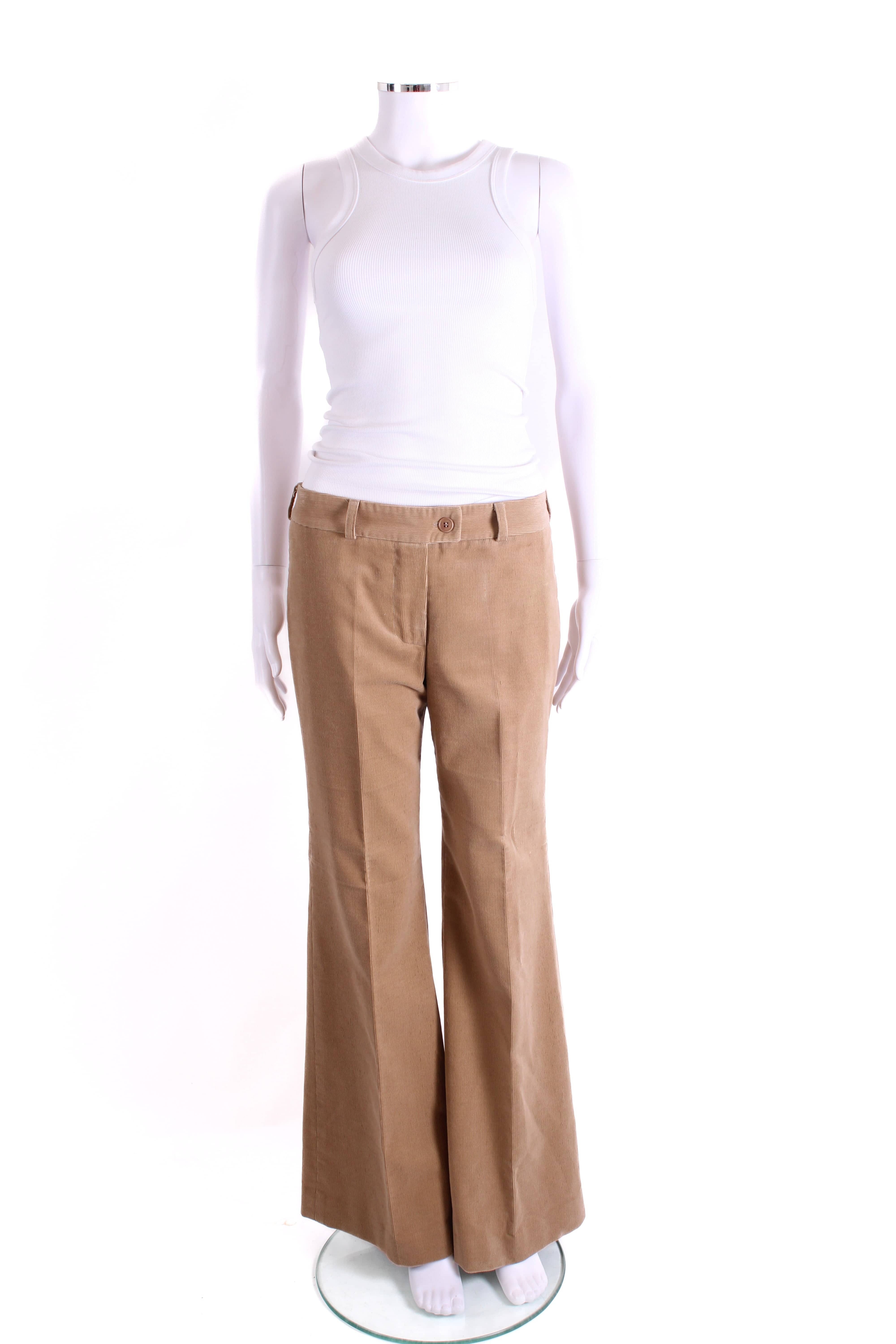 Chloe Cord Flare Trousers Beige 10