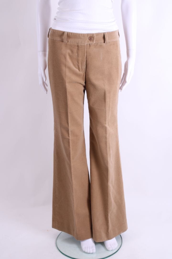 Chloe Cord Flare Trousers Beige 10