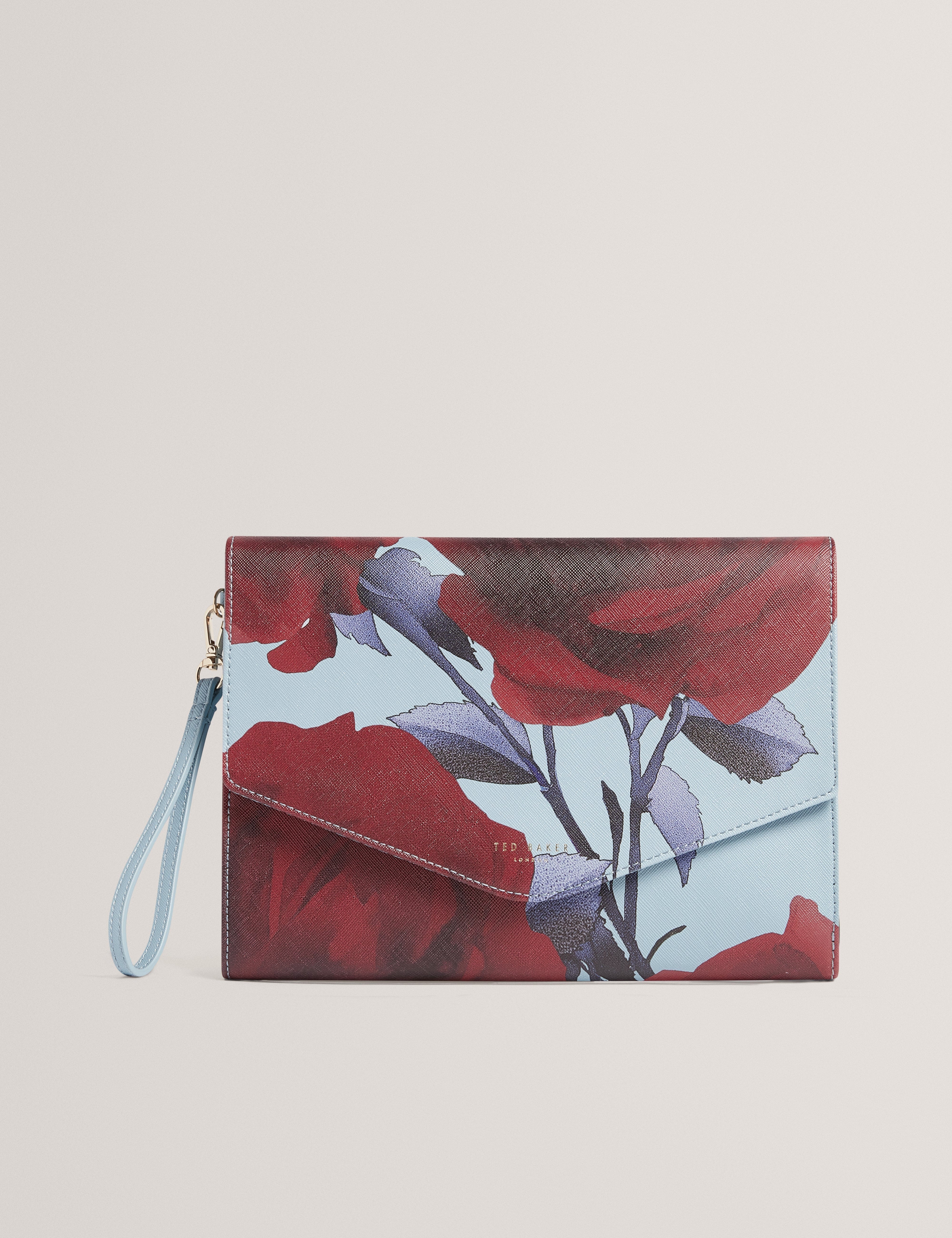 Blue Emrynn Rose Print Pouch Mid - Blue