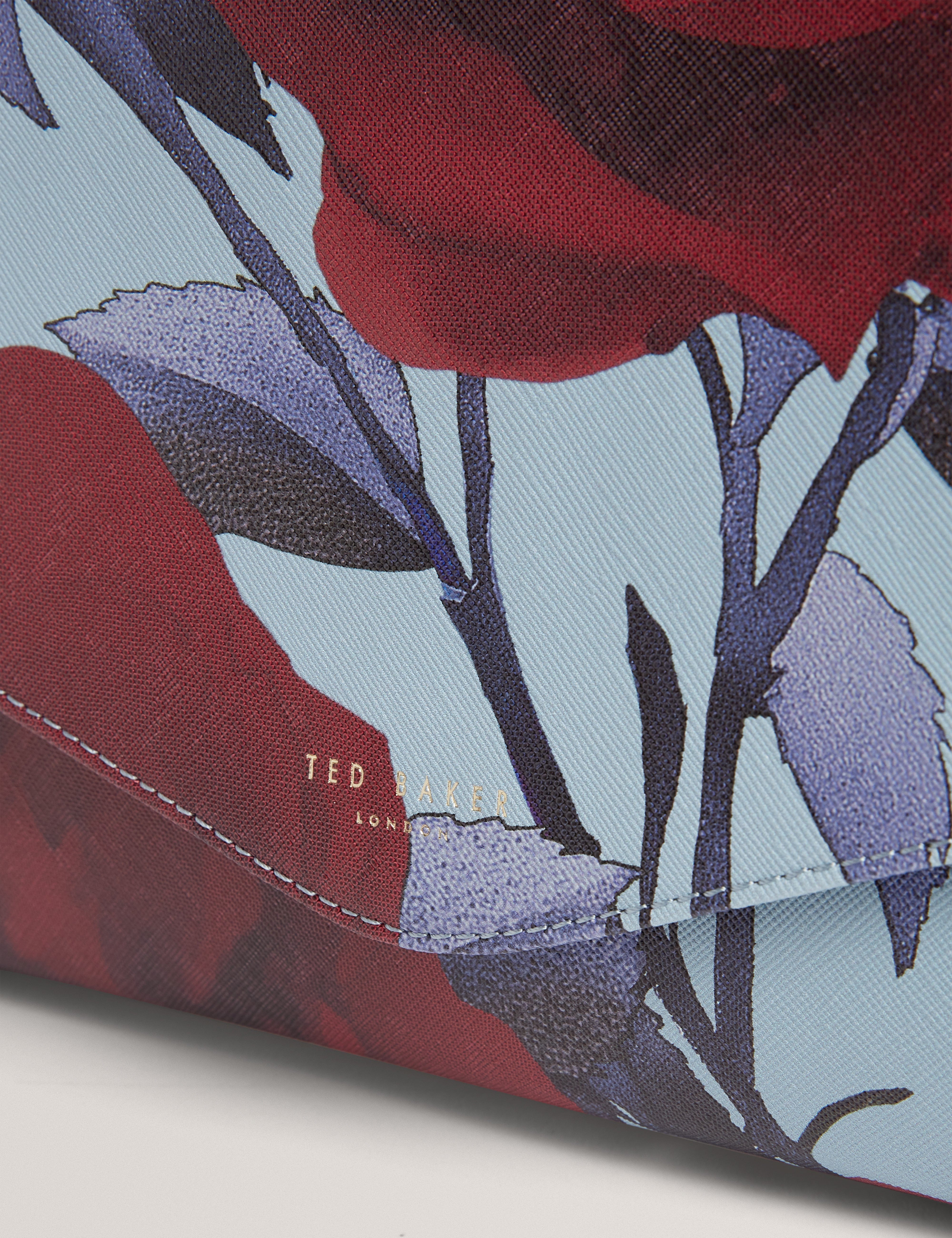Blue Emrynn Rose Print Pouch Mid - Blue
