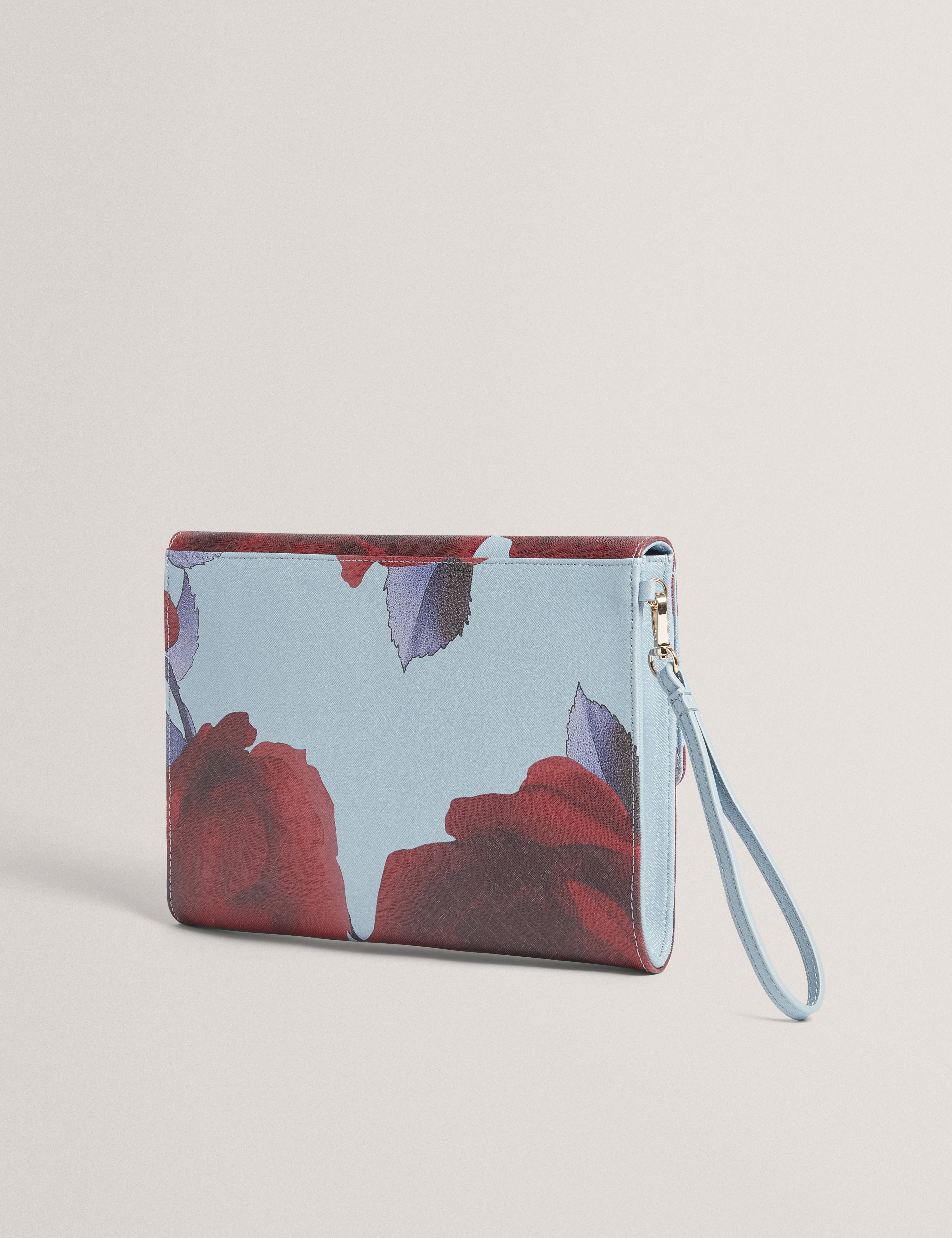 Blue Emrynn Rose Print Pouch Mid - Blue