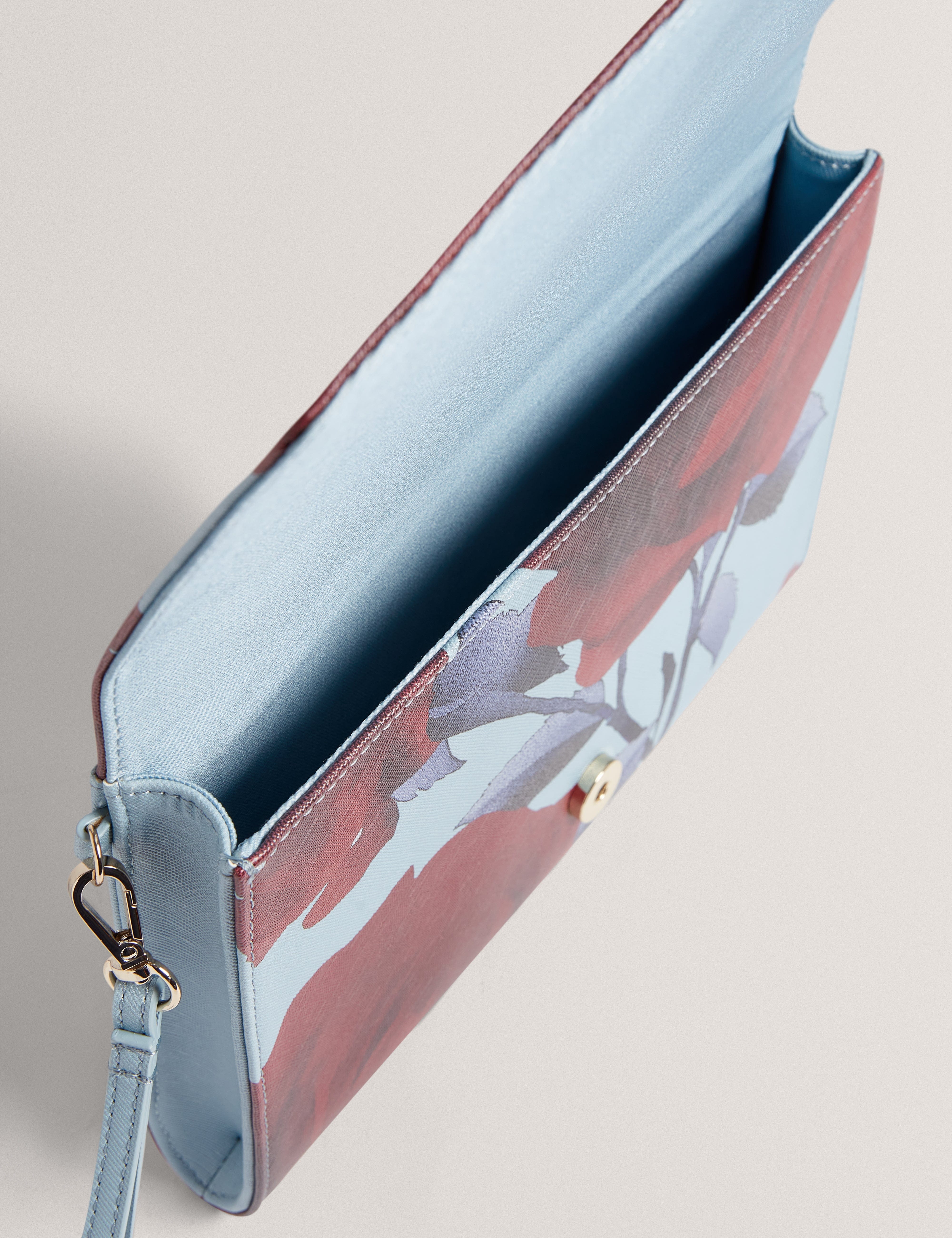 Blue Emrynn Rose Print Pouch Mid - Blue