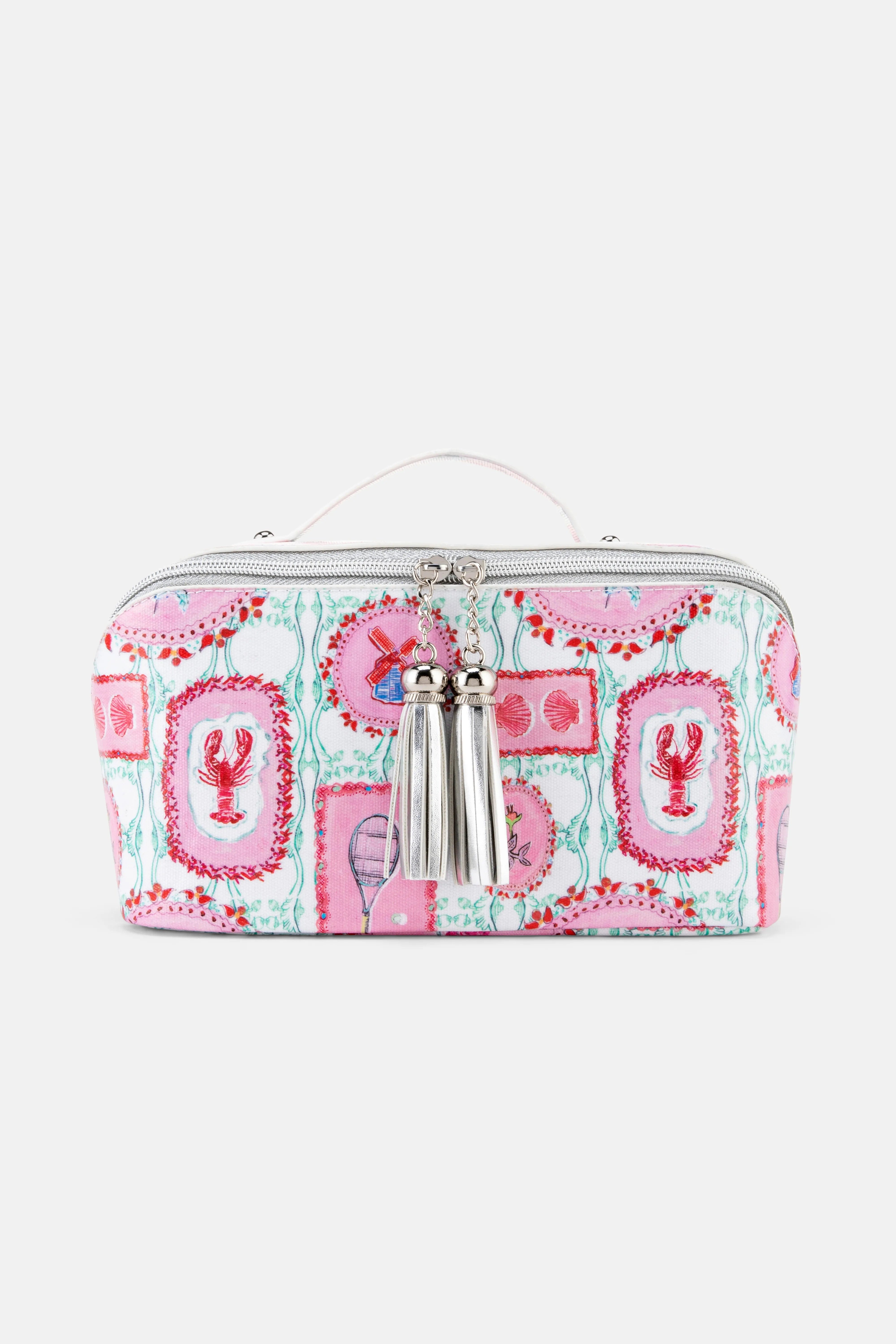 Jessica Russell Flint The Hamptons Large Cotton Cosmetic Bag In Pink