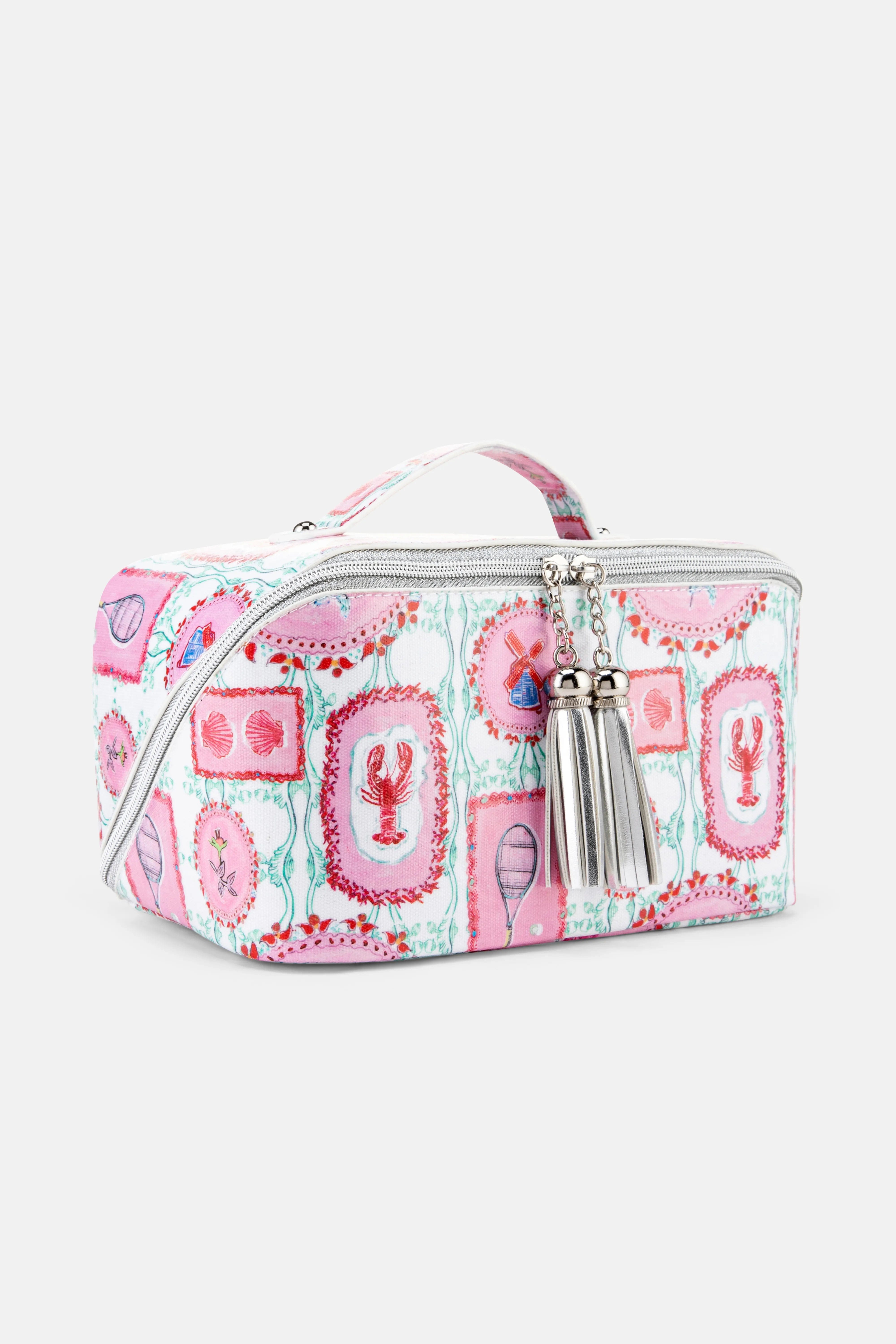 Jessica Russell Flint The Hamptons Large Cotton Cosmetic Bag In Pink