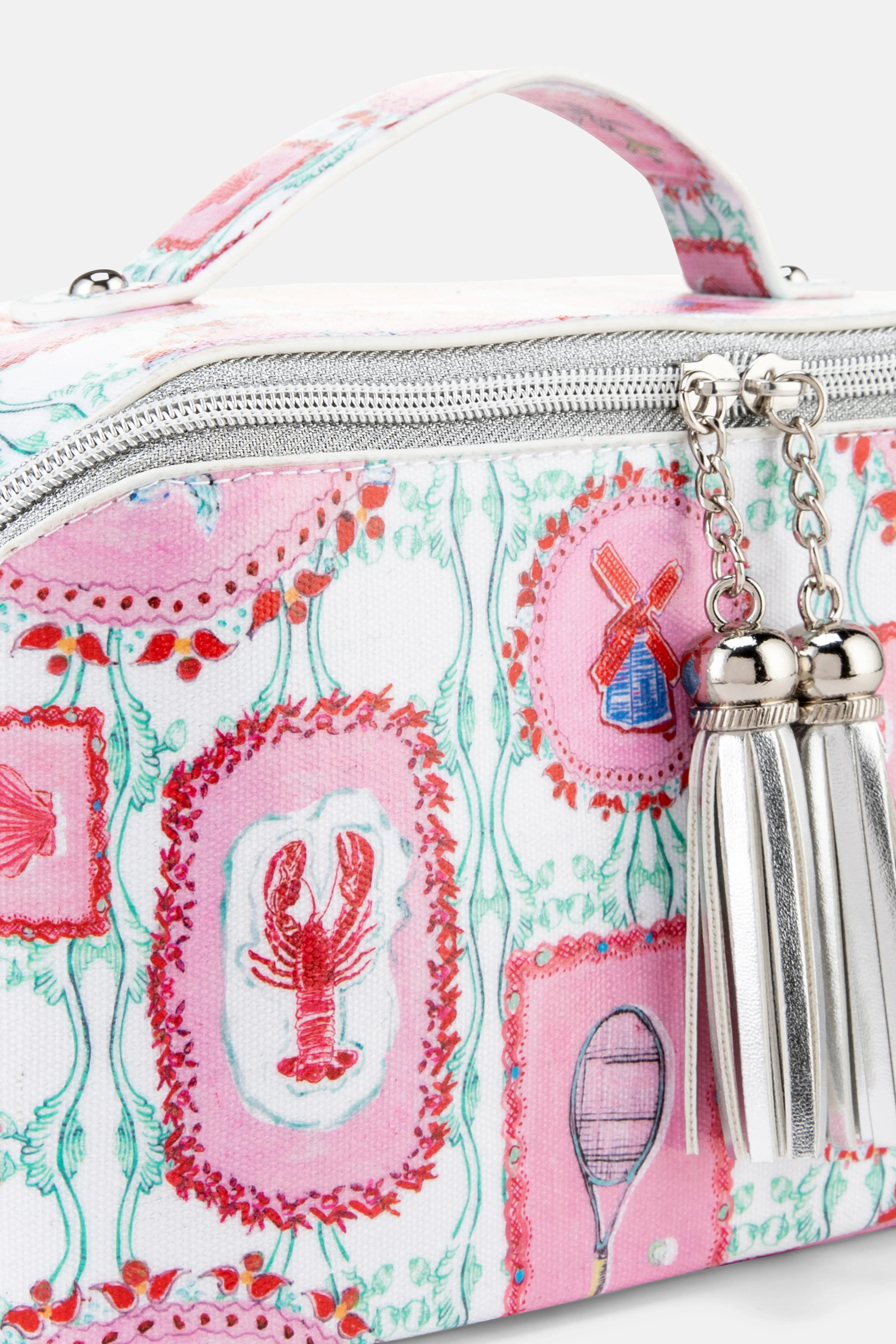 Jessica Russell Flint The Hamptons Large Cotton Cosmetic Bag In Pink