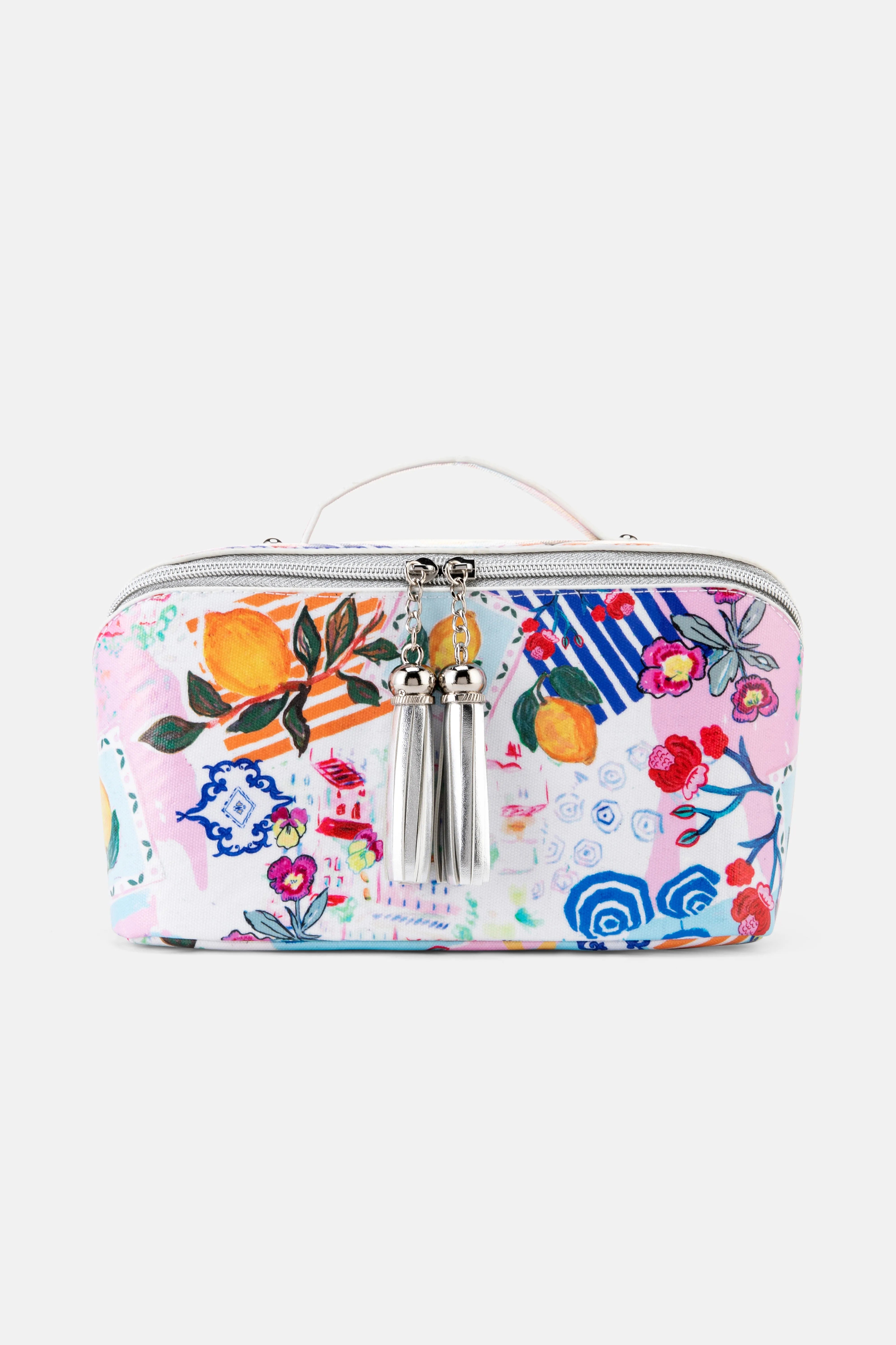 Jessica Russell Flint Amalfi Large Cotton Cosmetic Bag In Pink