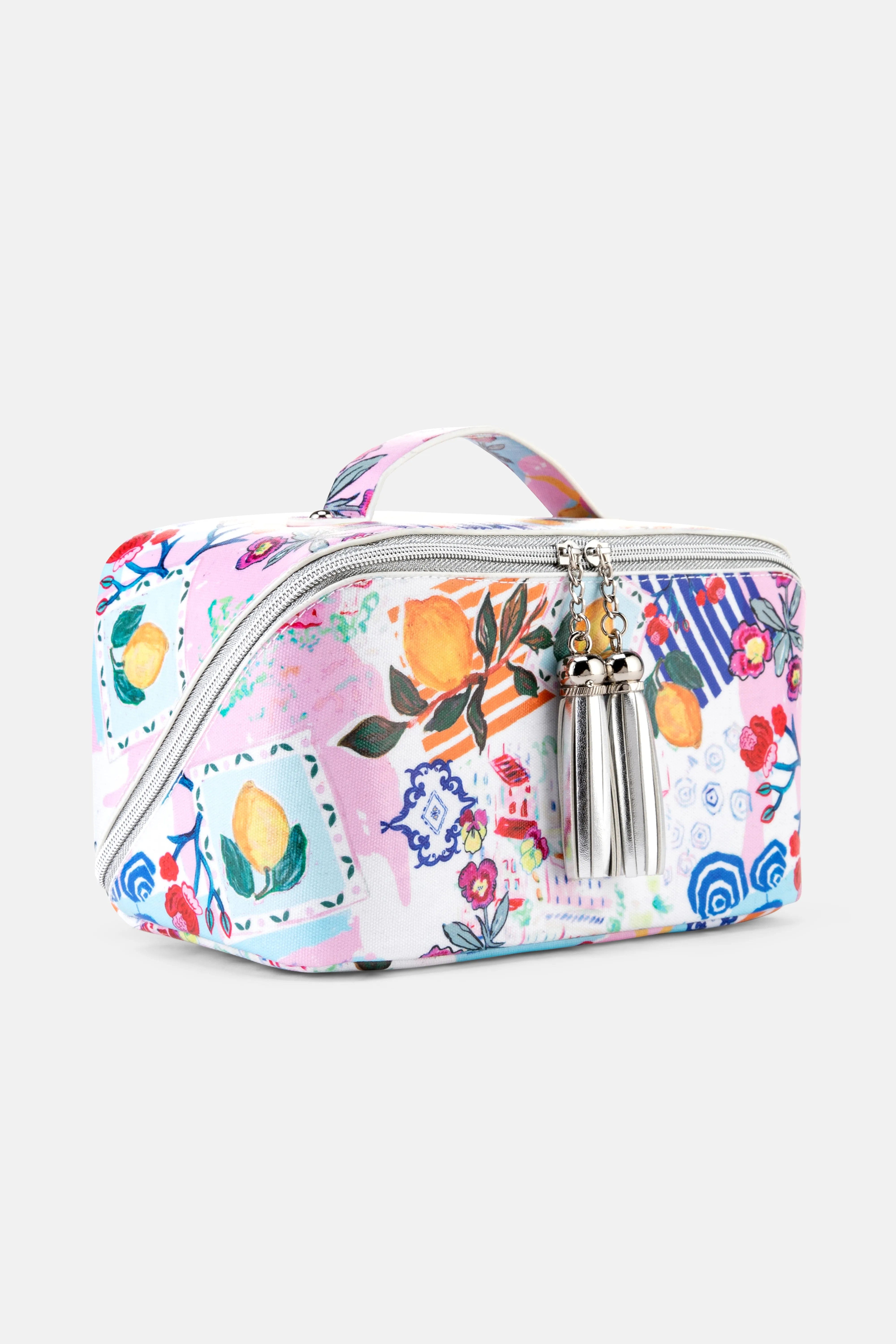 Jessica Russell Flint Amalfi Large Cotton Cosmetic Bag In Pink