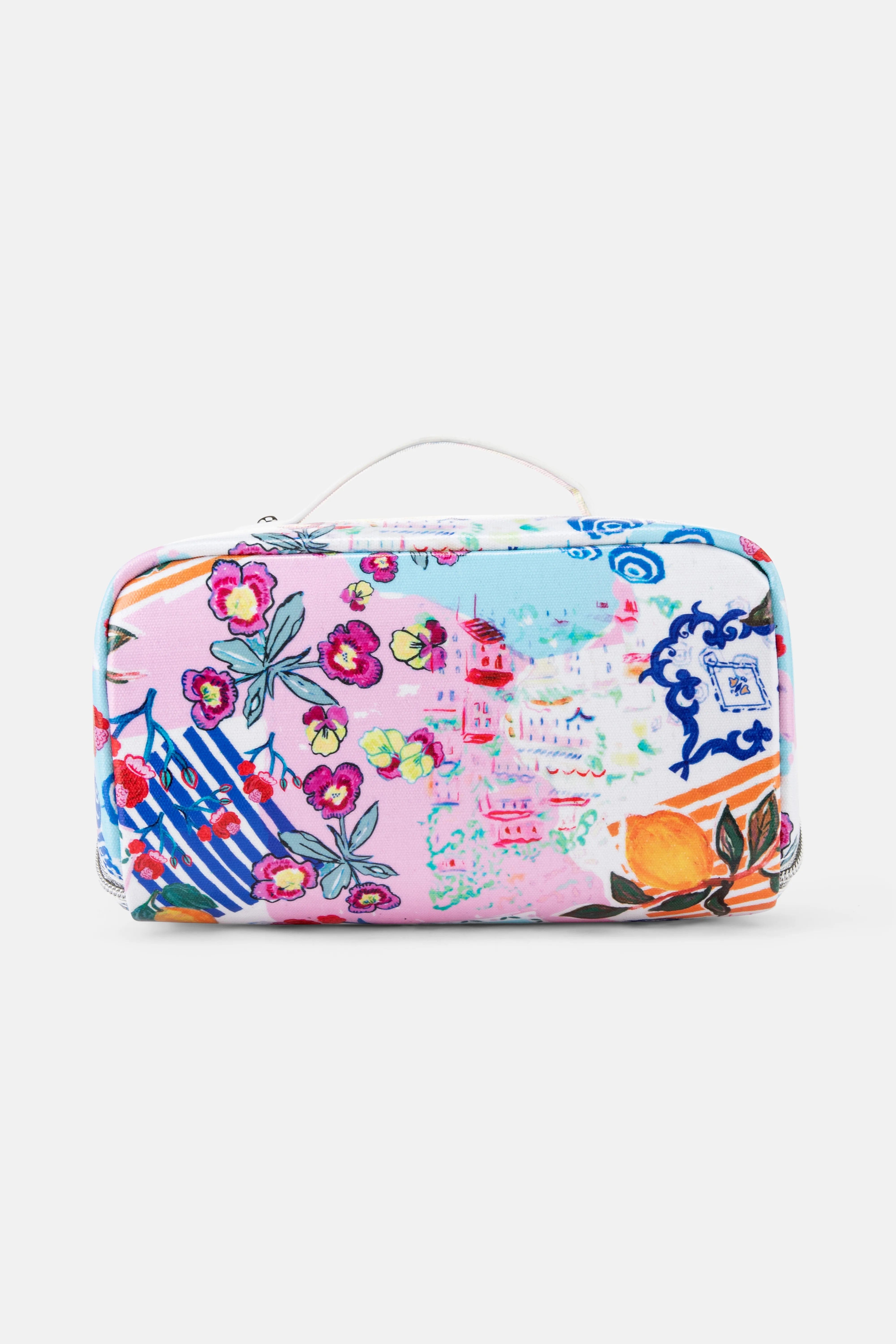 Jessica Russell Flint Amalfi Large Cotton Cosmetic Bag In Pink