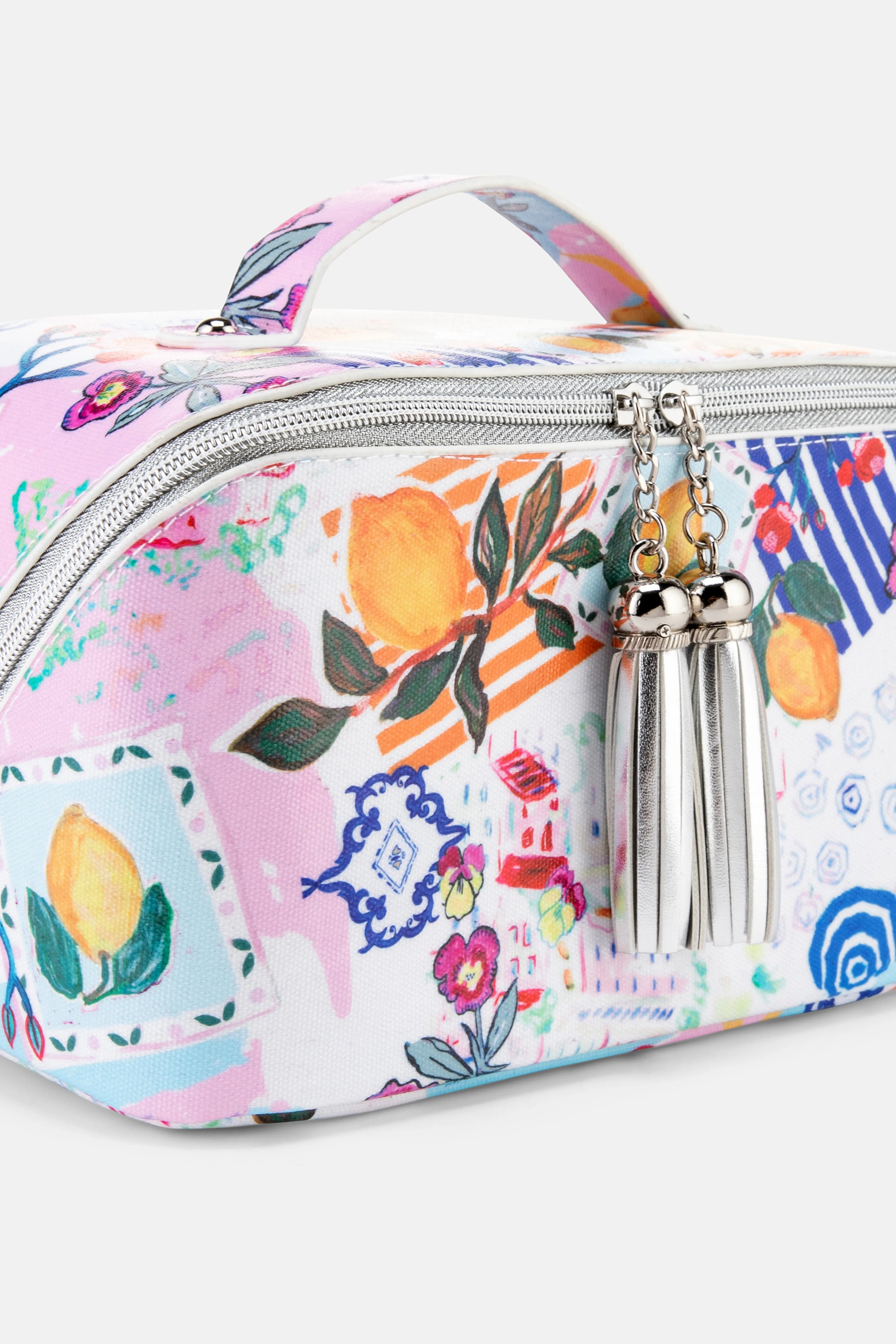 Jessica Russell Flint Amalfi Large Cotton Cosmetic Bag In Pink