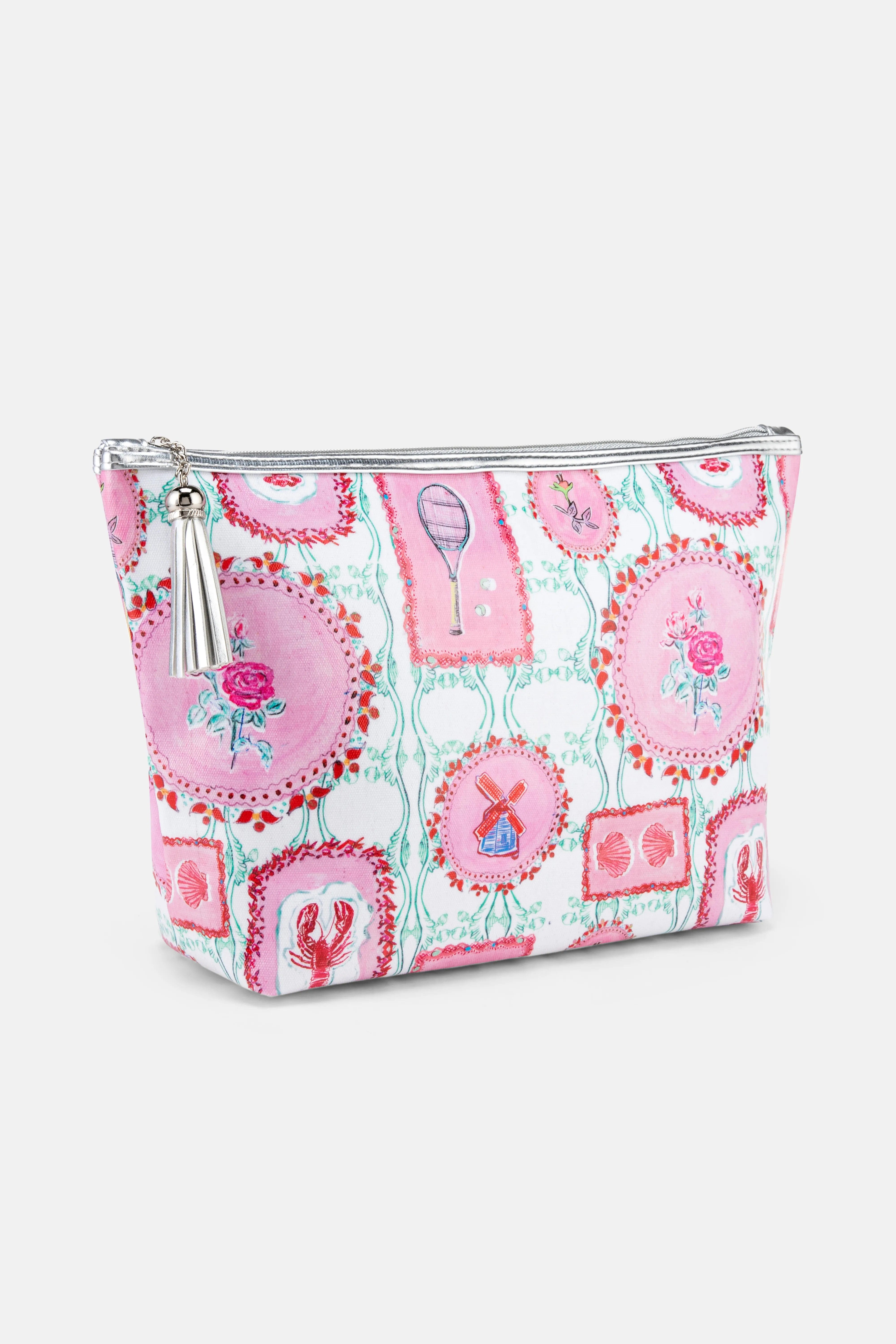 Jessica Russell Flint The Hamptons Giant Cotton Wash Bag In Pink