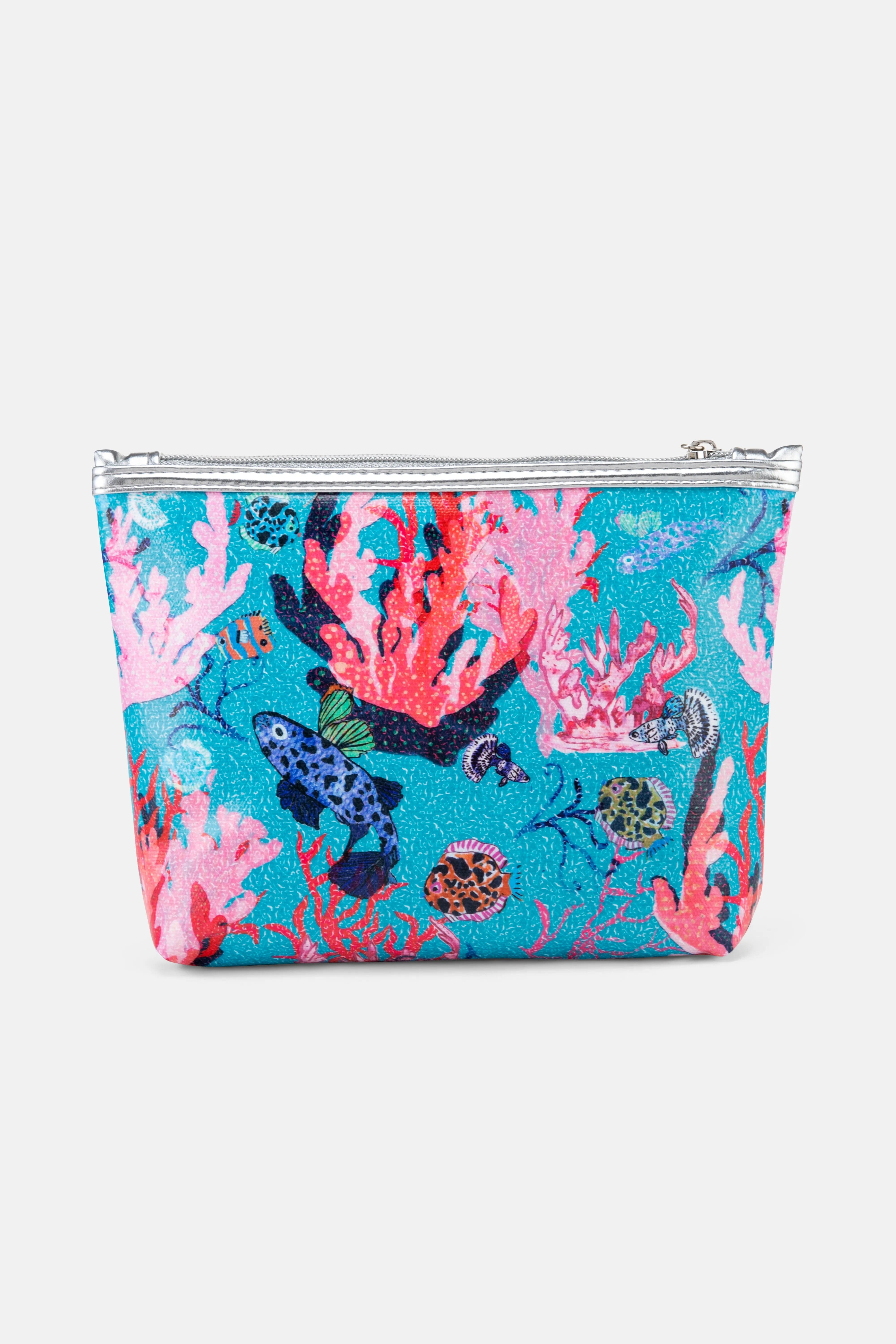 Jessica Russell Flint Underwater Coral Classic Cotton Make - Up Bag In Pink