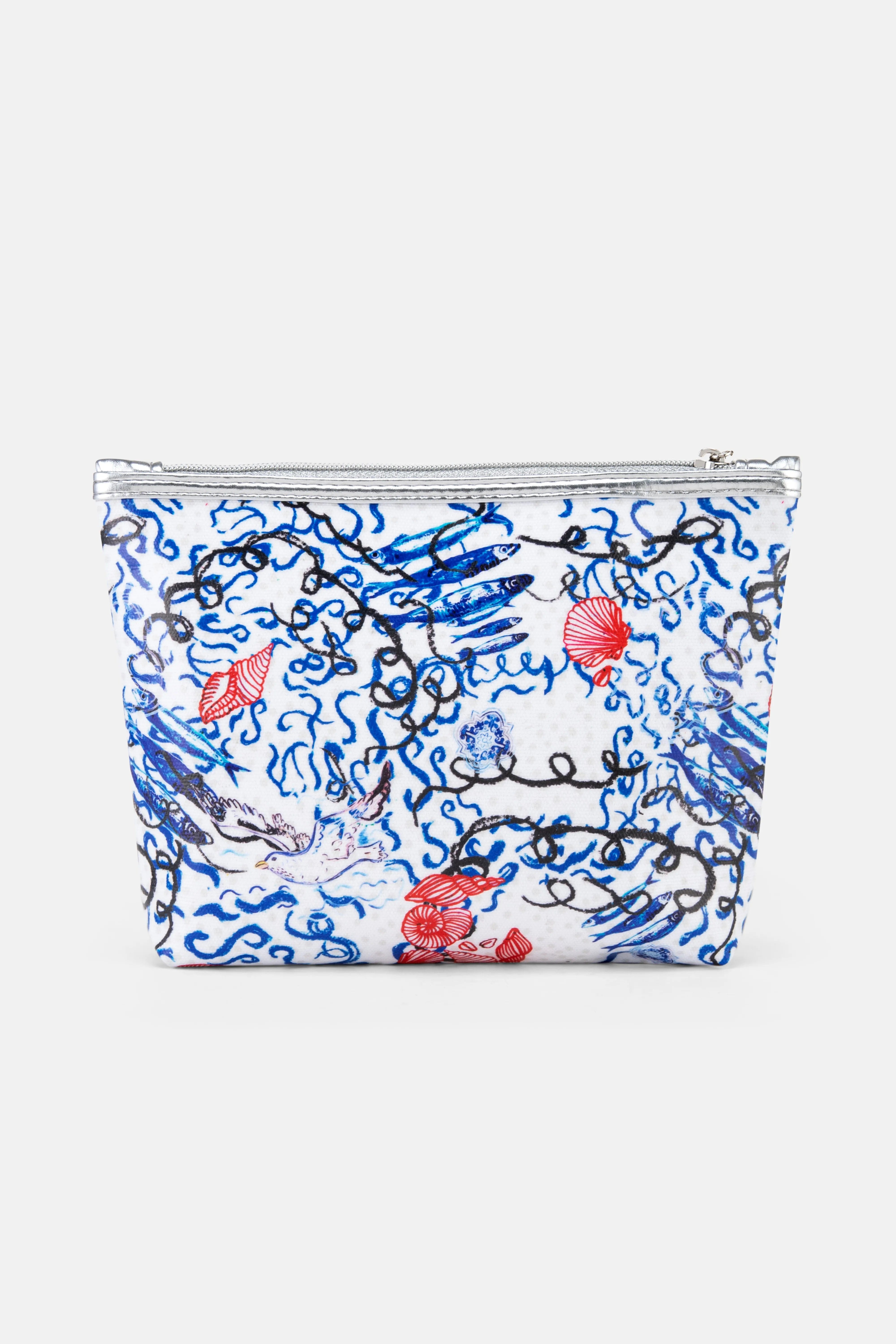 Jessica Russell Flint St Ives Classic Cotton Make - Up Bag In Blue