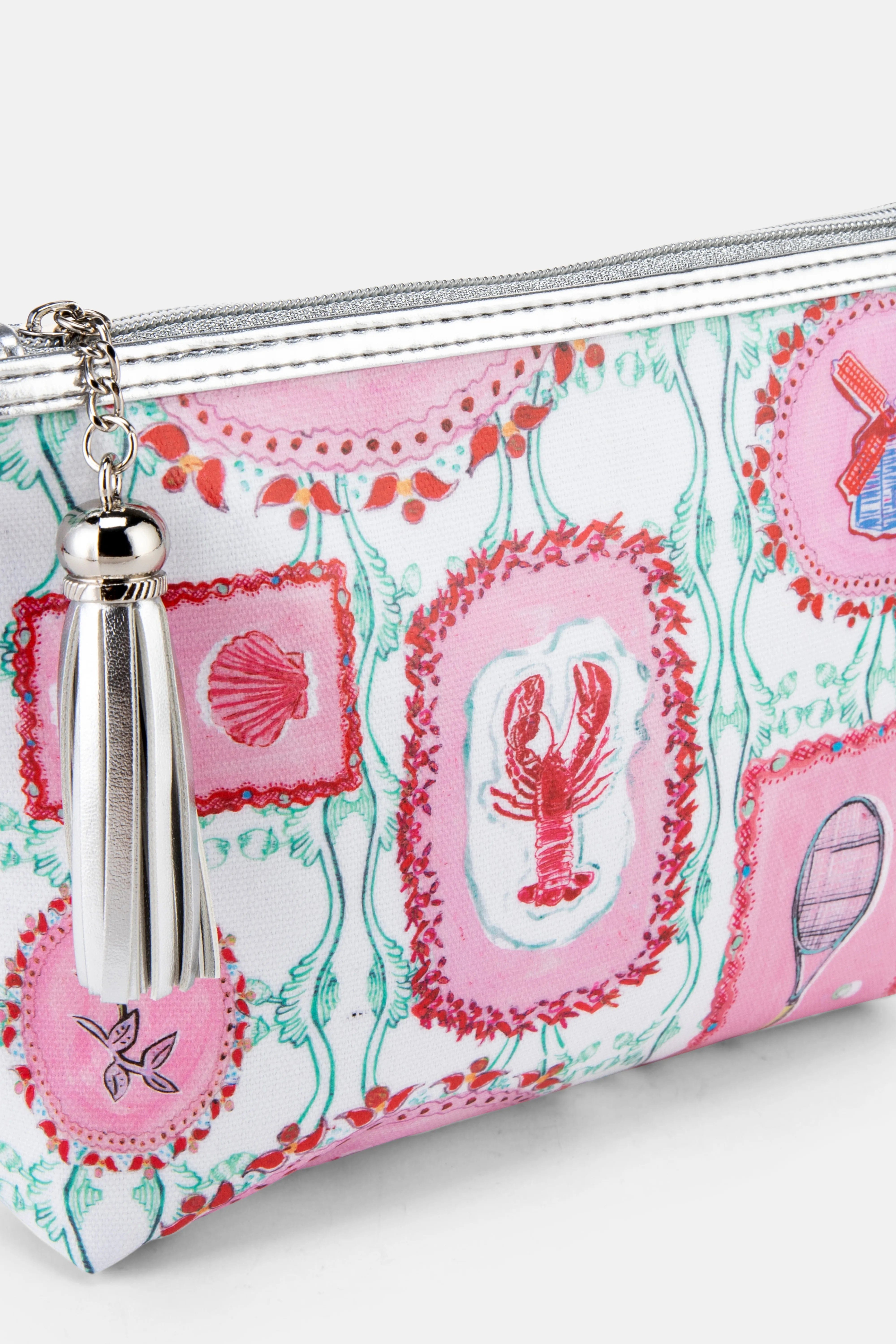 Jessica Russell Flint The Hamptons Classic Cotton Make - Up Bag In Pink