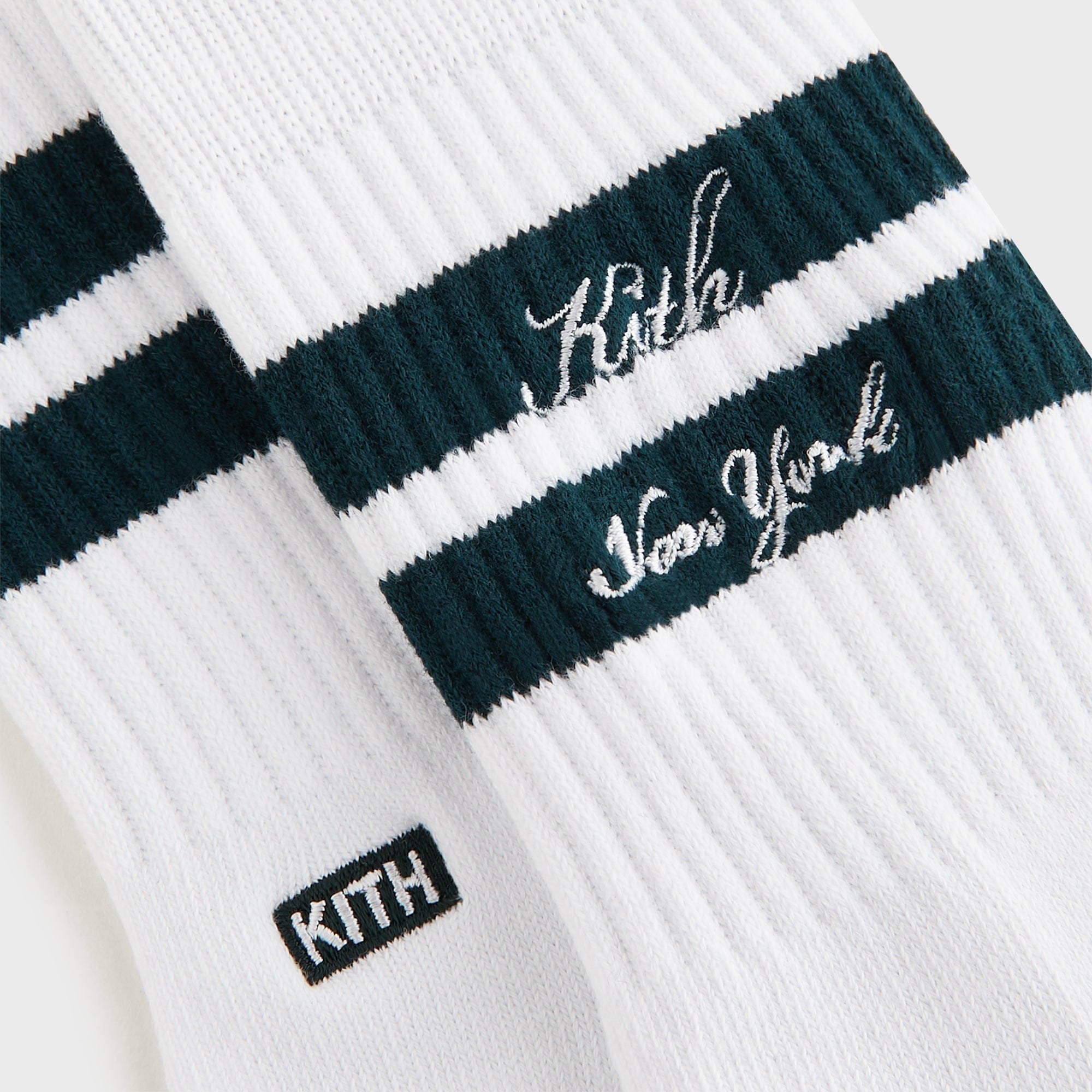 Kith Women Stripe Cotton Mid Crew Socks - White