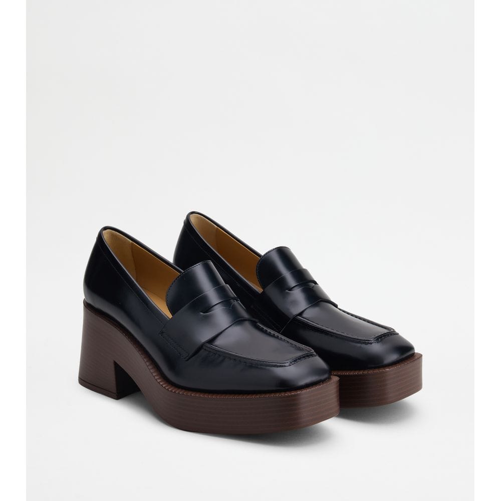 Tod's Tods Platform Loafers In Leather Black Womens