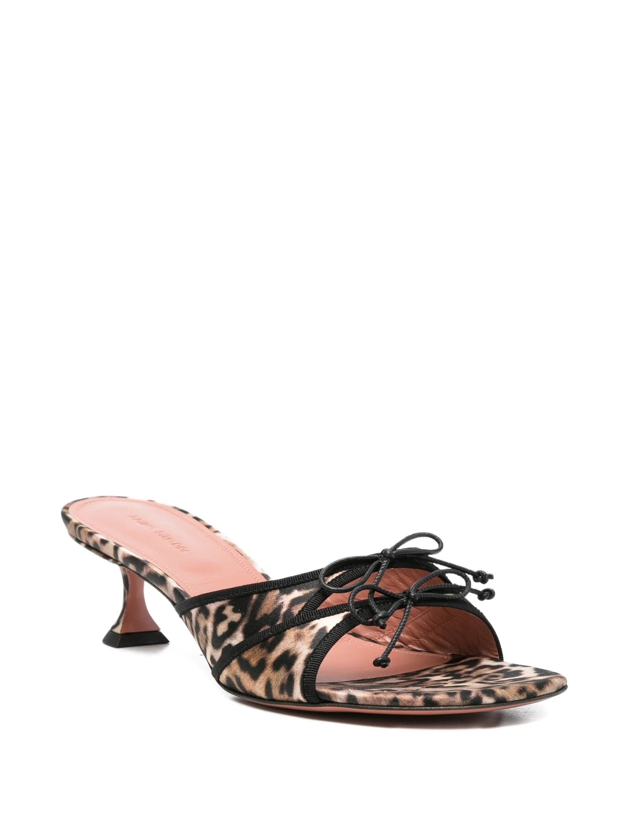 Amina Muaddi Eleonora leopard - print tie - detail mules