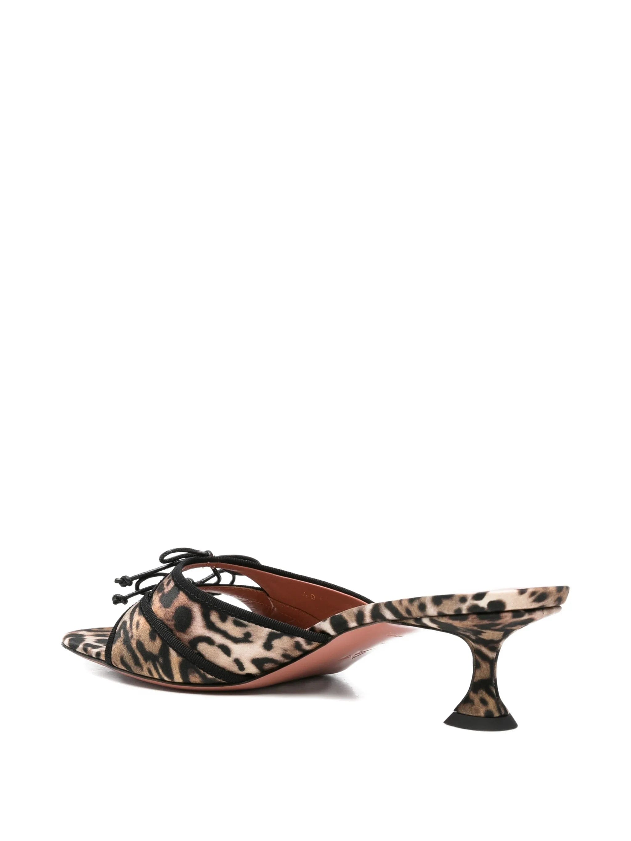 Amina Muaddi Eleonora leopard - print tie - detail mules