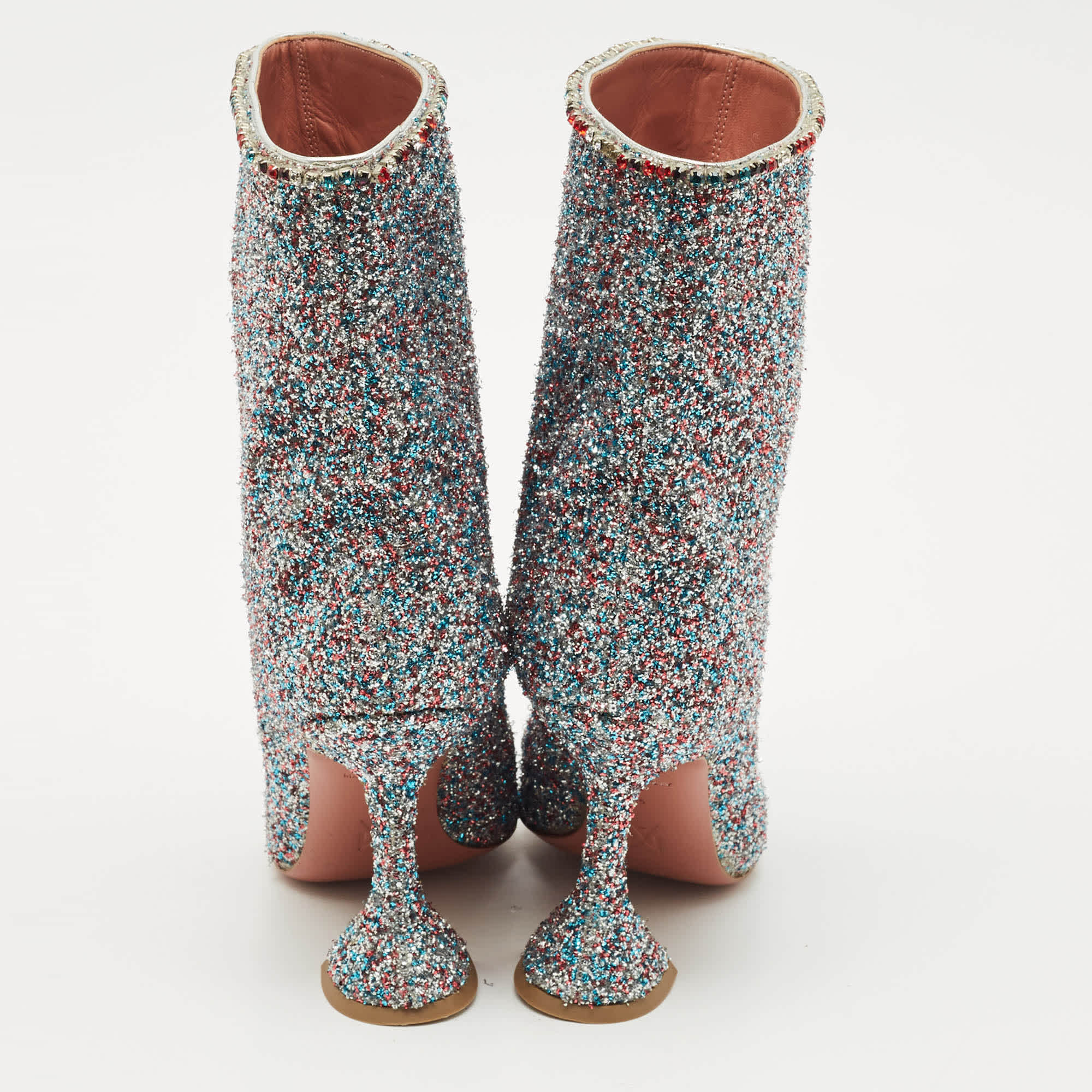 Amina Muaddi Multicolor Fabric And Glitter Mia Martini Ankle Length Boots