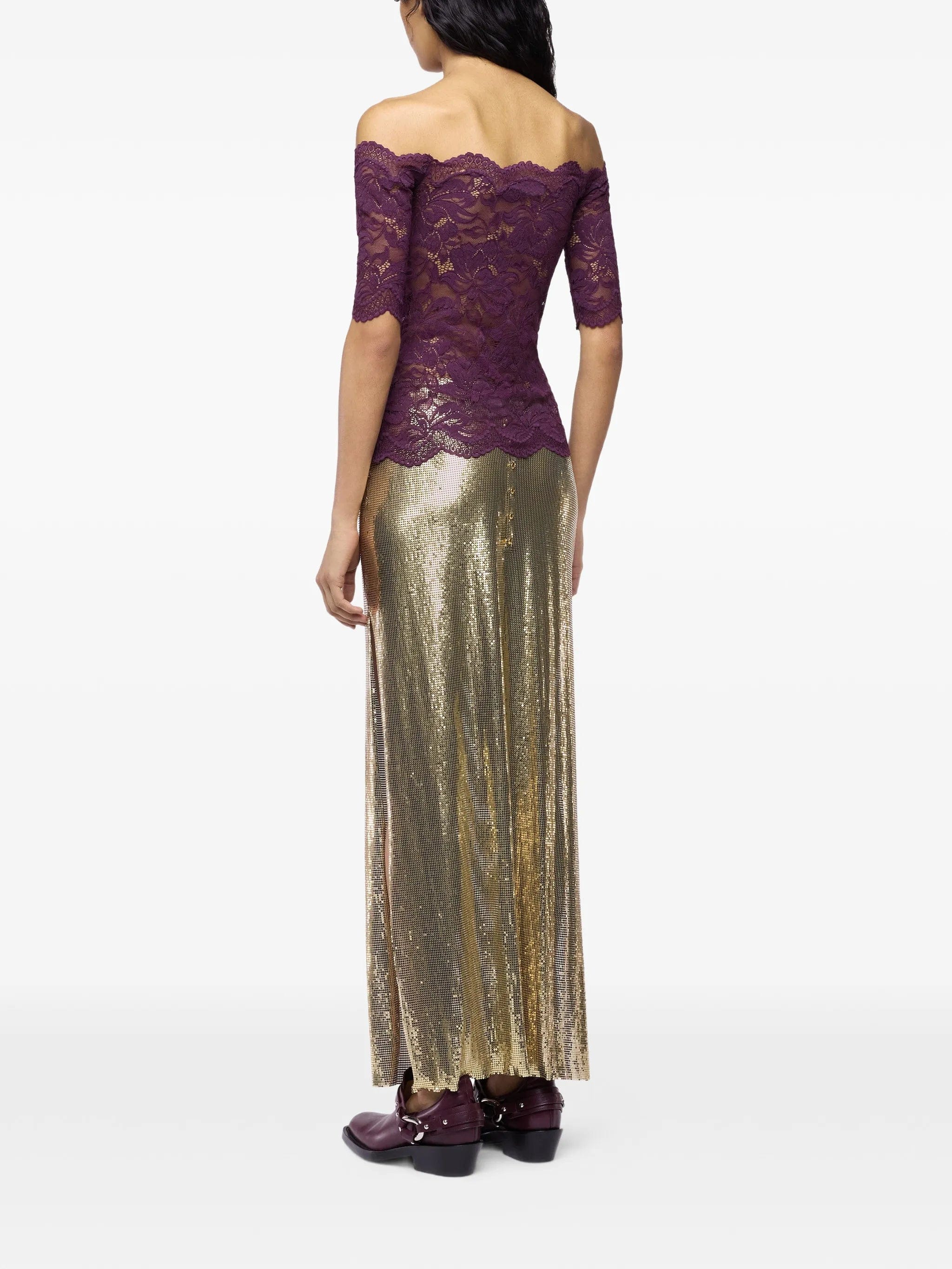 Rabanne layered - lace off - shoulder top