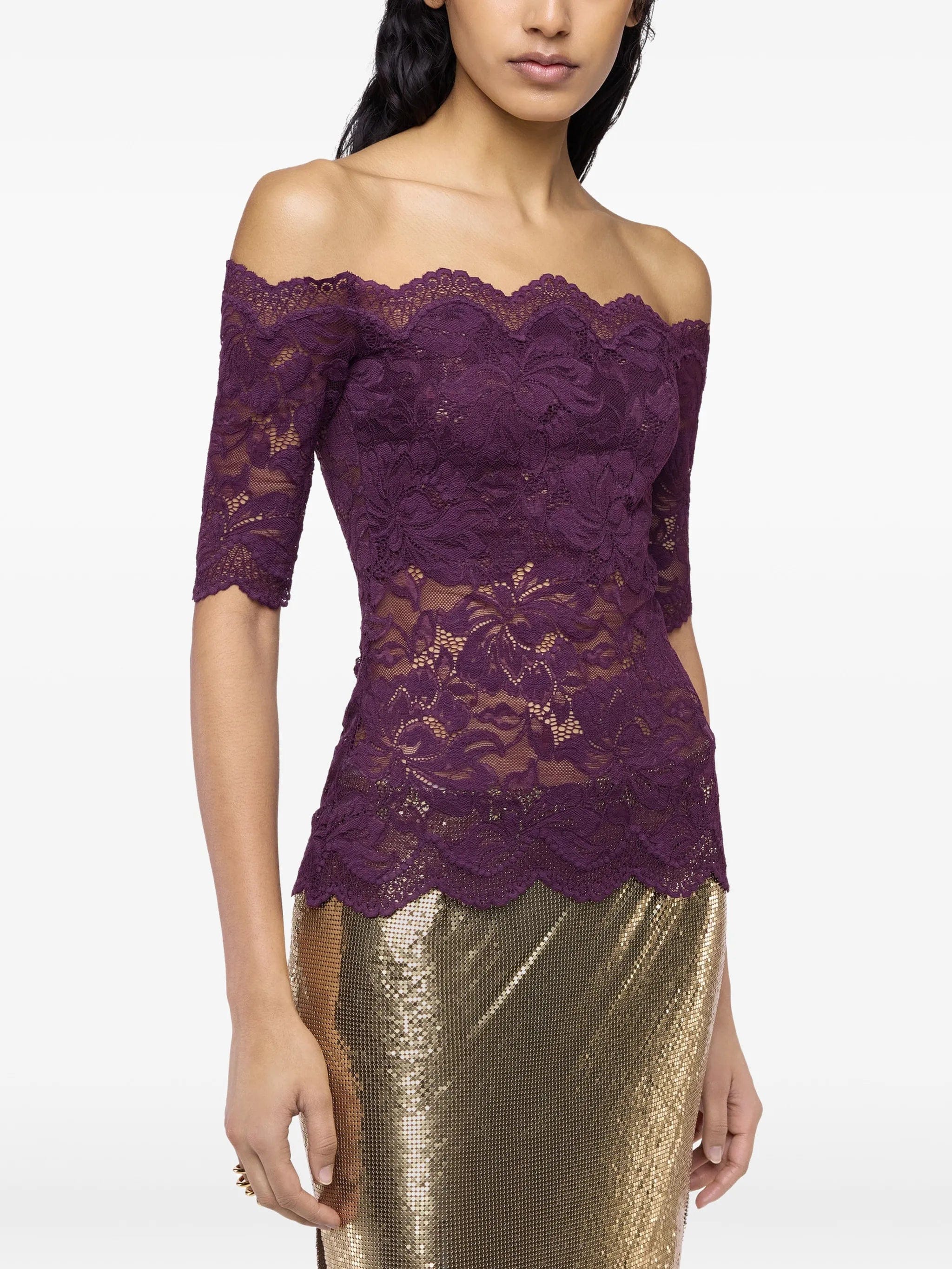 Rabanne layered - lace off - shoulder top