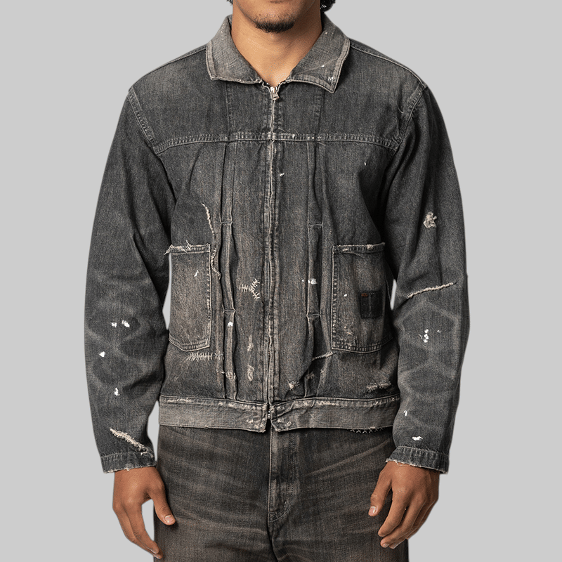Neighborhood Savage LW Denim Zip Jacket - Black