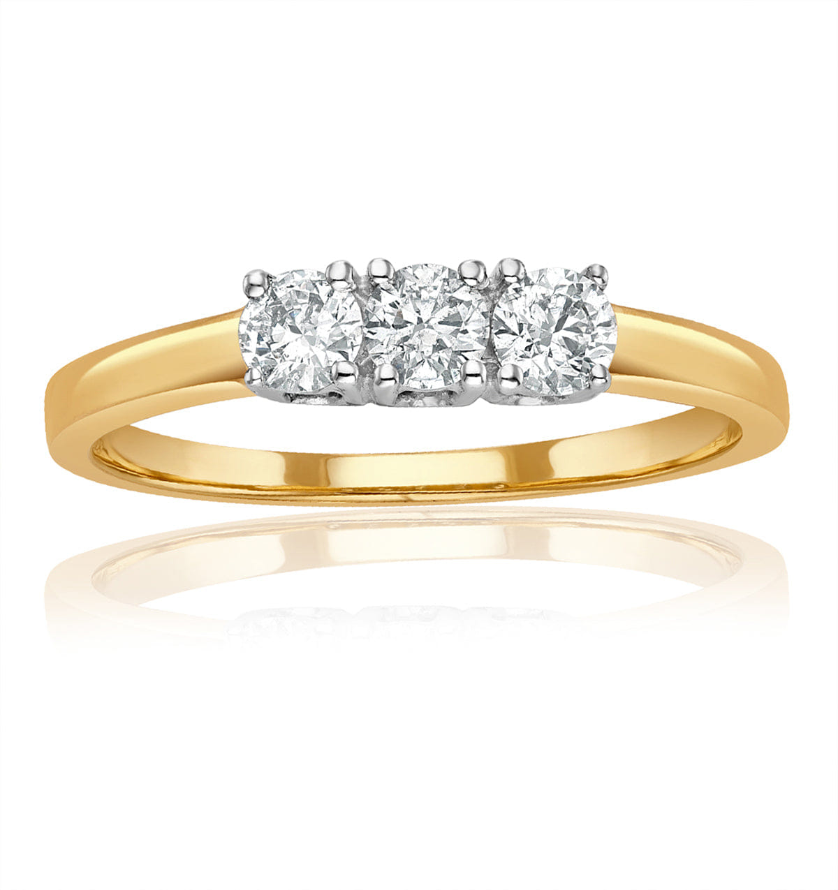 Chloe 18K Gold 3 Stone Lab Diamond Ring 0.50CT H/SI