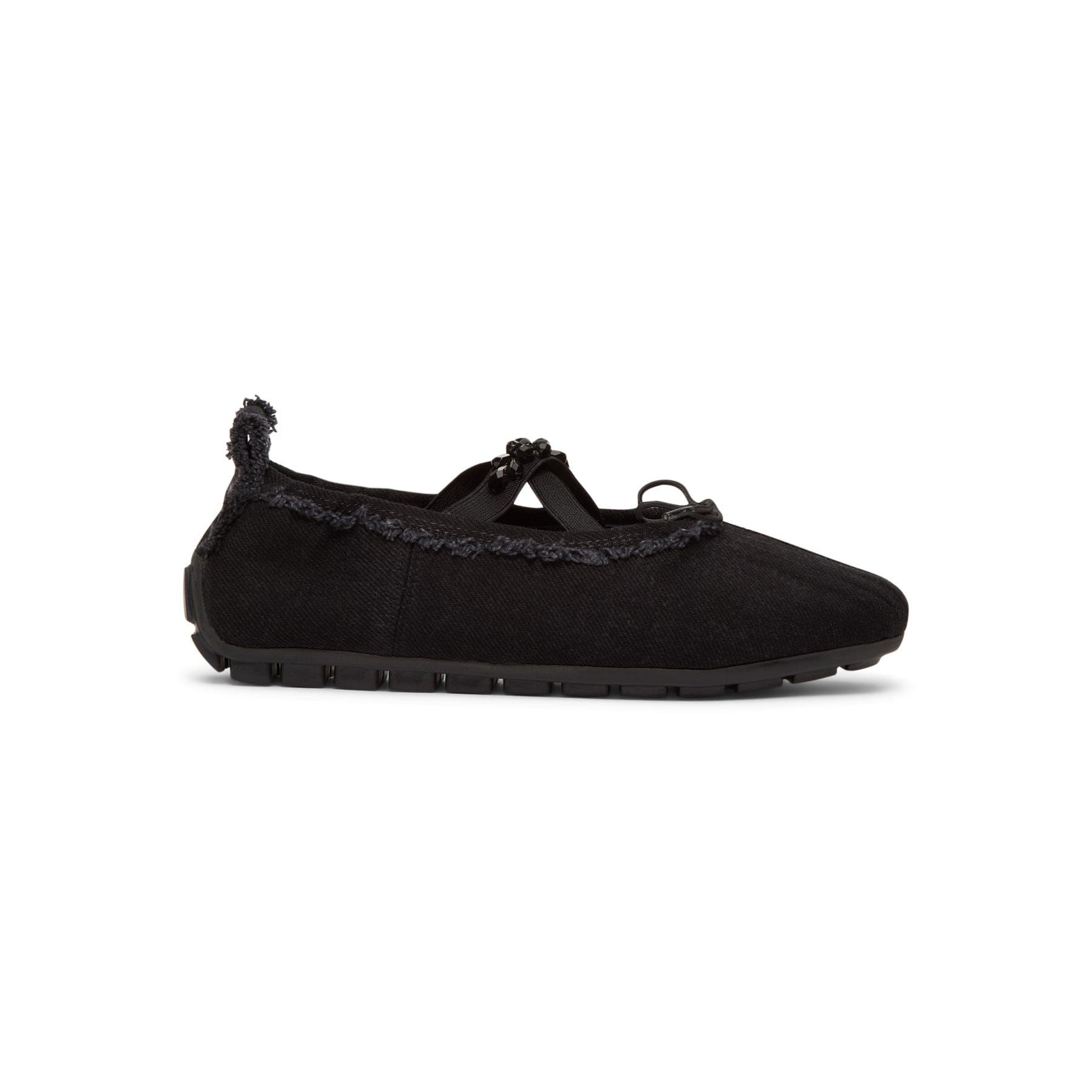 Simone Rocha Embellished Ballerina Grip Flats (Black/Jet)