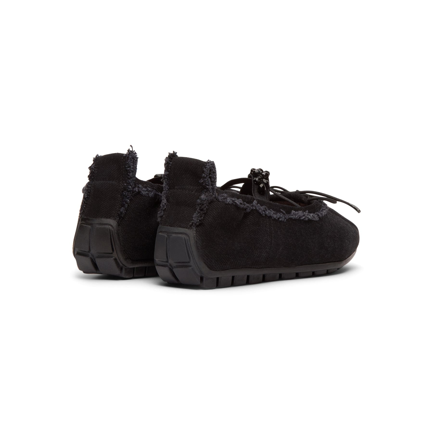 Simone Rocha Embellished Ballerina Grip Flats (Black/Jet)