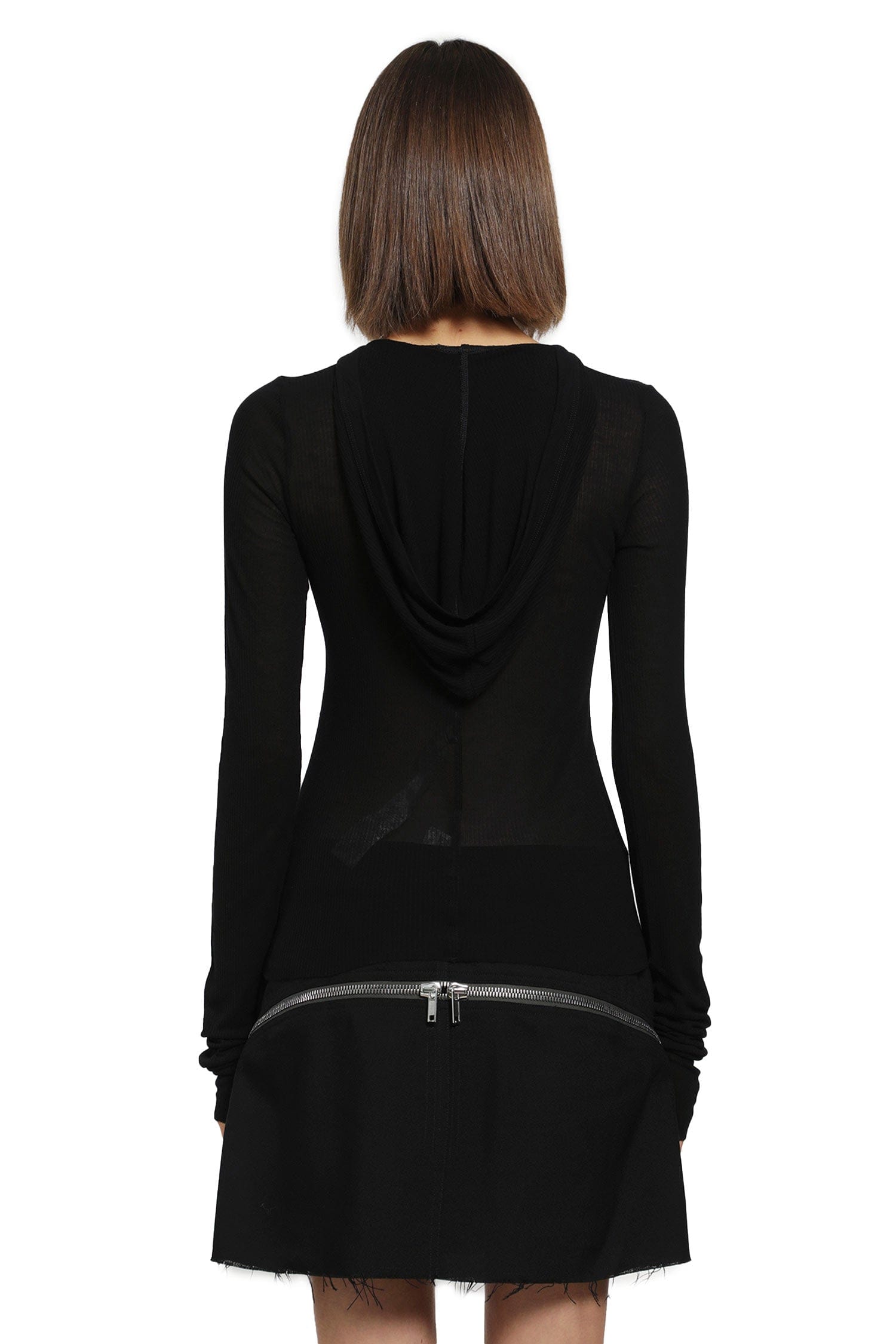 RICK OWENS Cropped Hooded Rib LS T