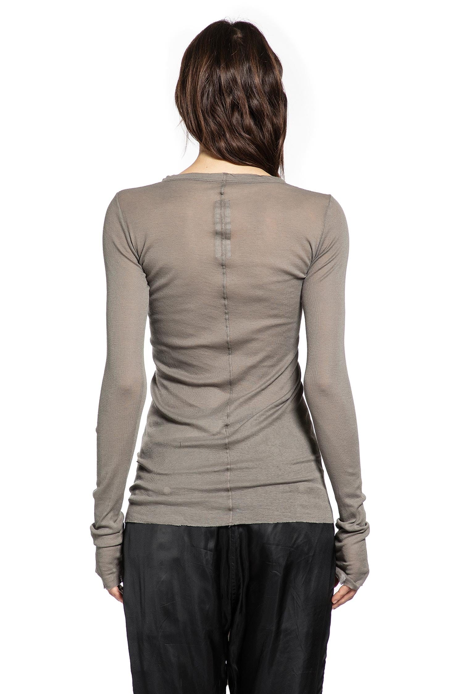 RICK OWENS Temple Rib LS T-Shirt In Mini Rib Jersey