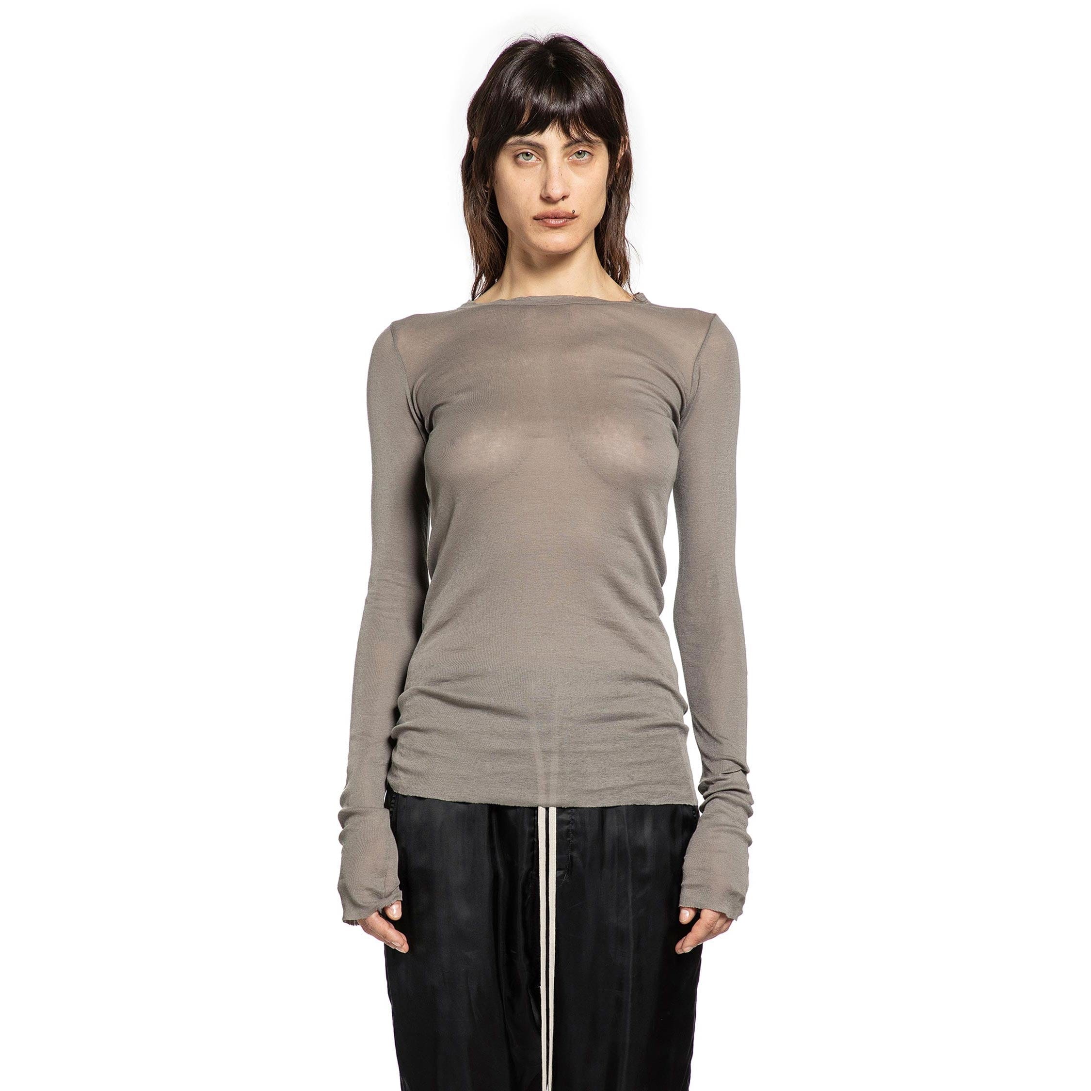 RICK OWENS Temple Rib LS T-Shirt In Mini Rib Jersey