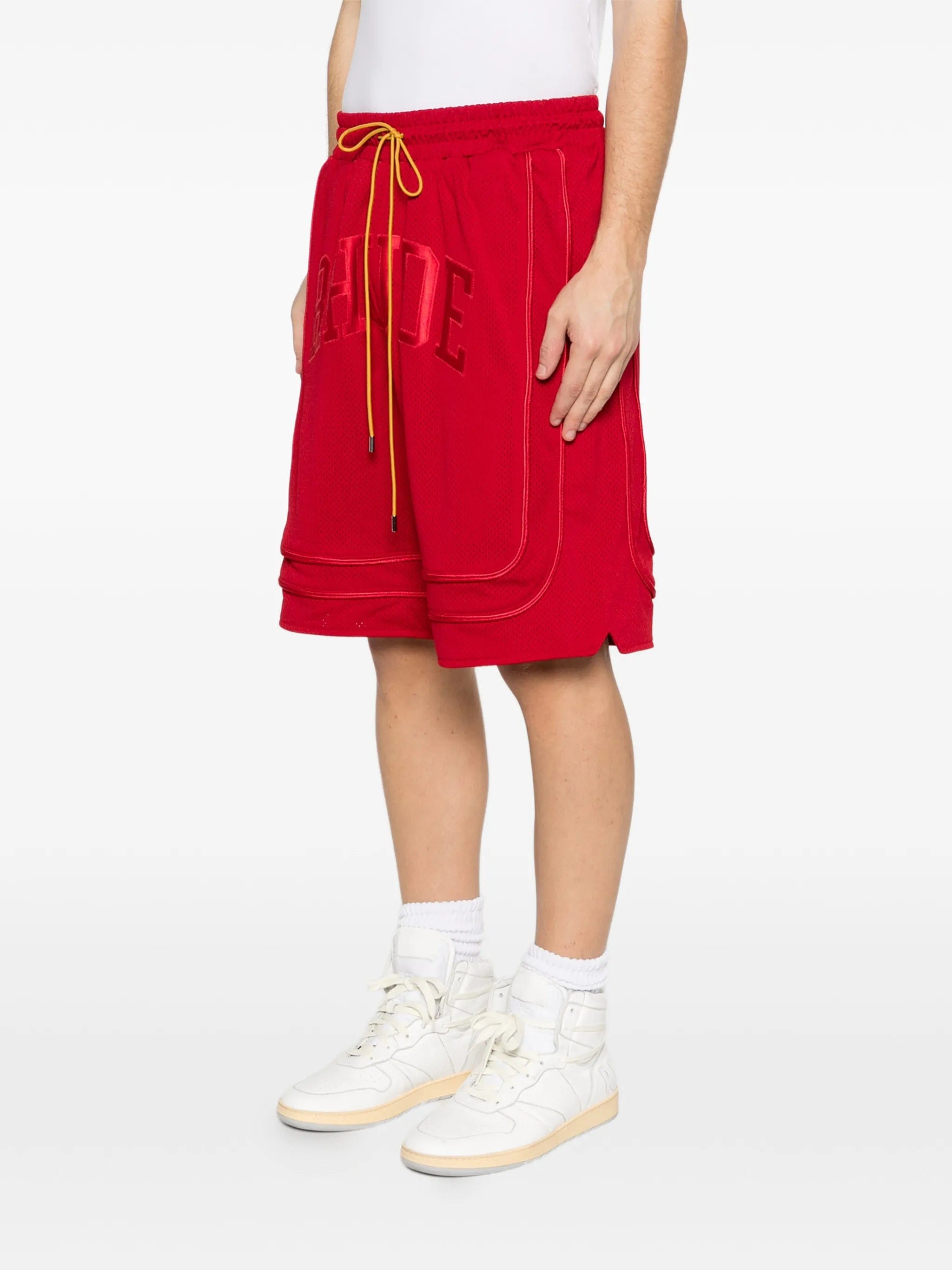 RHUDE collegiate logo shorts