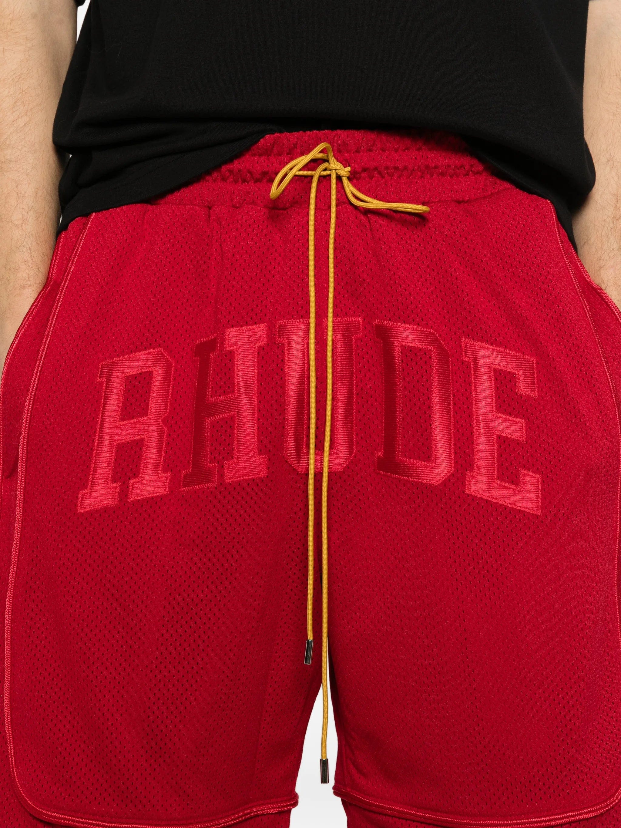 RHUDE collegiate logo shorts