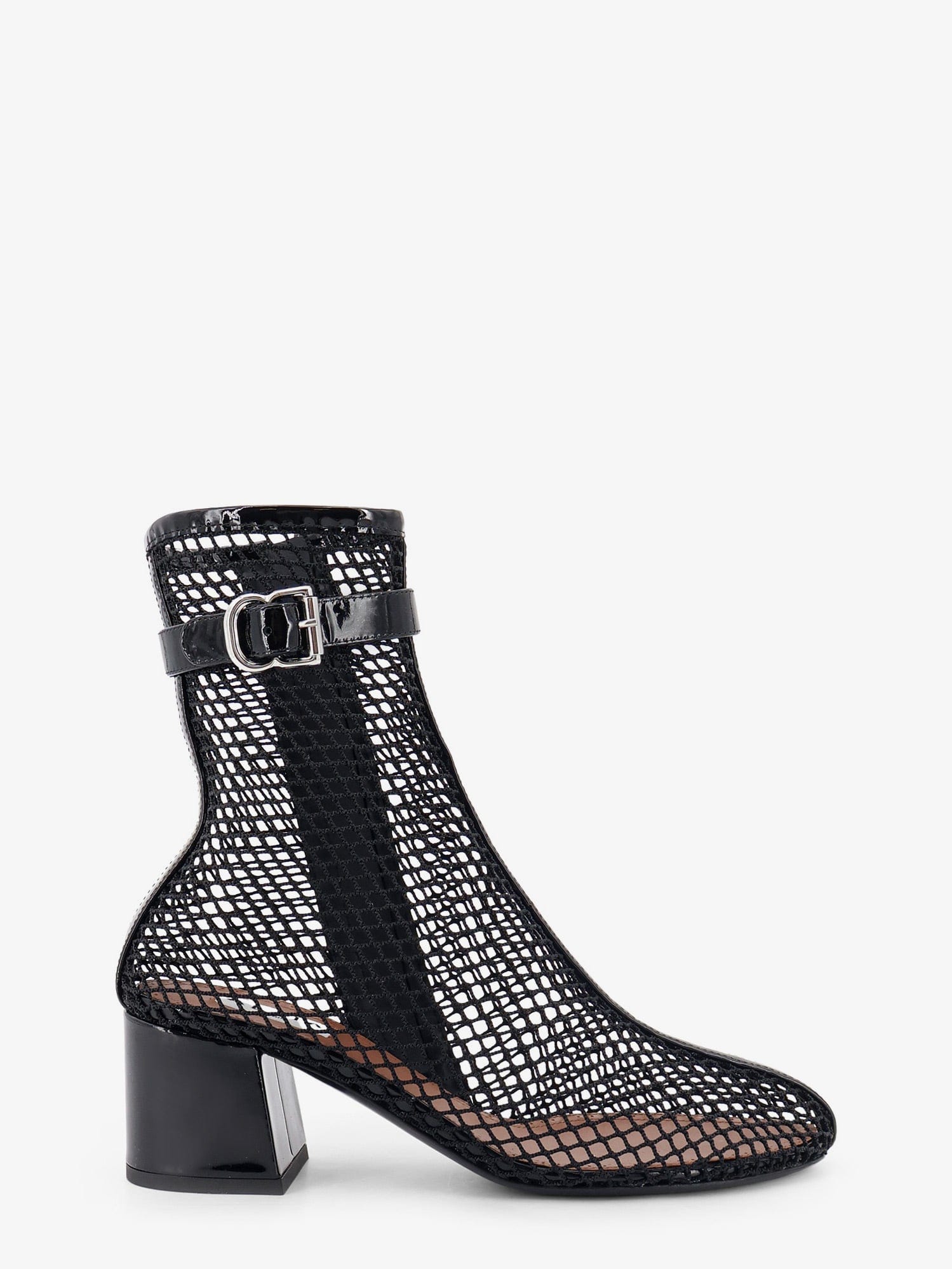Alaia 55 mesh and patent leather boots