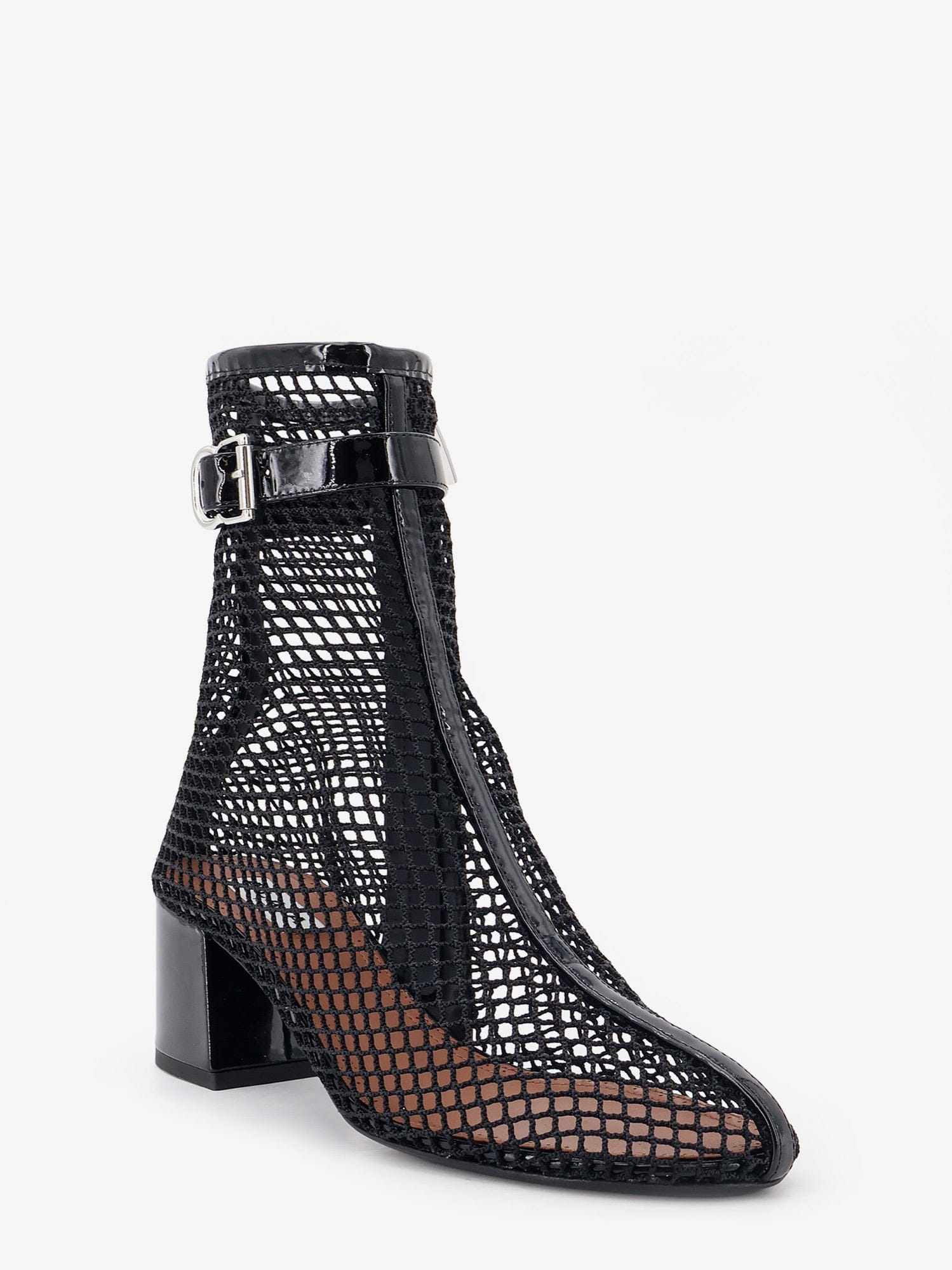 Alaia 55 mesh and patent leather boots