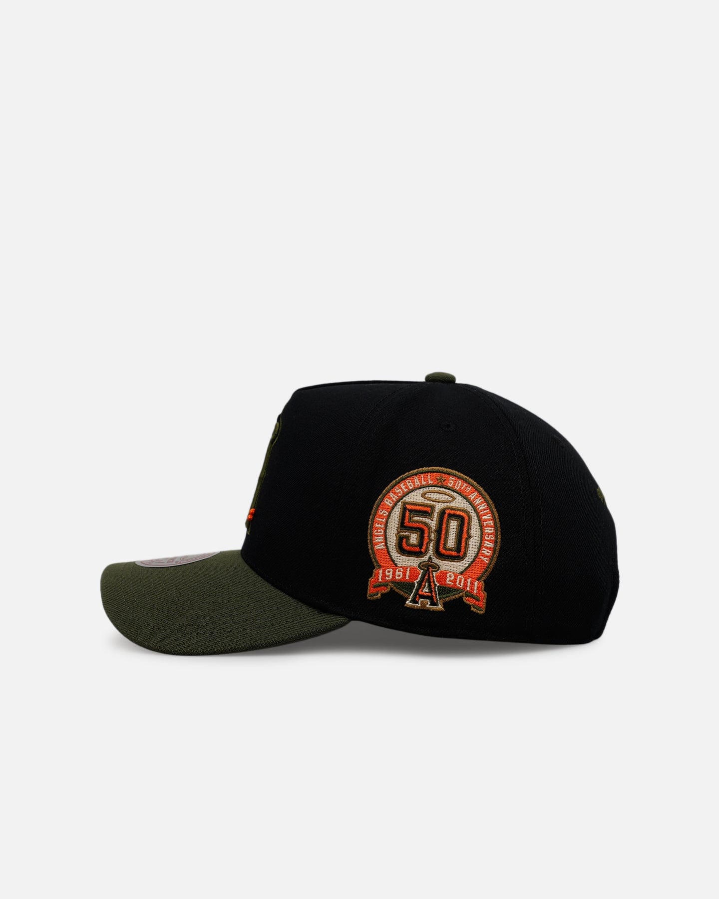 Mitchell & NESS Los Angeles Angels Olive Cargos Pro Pinch Snapback Olive/Black